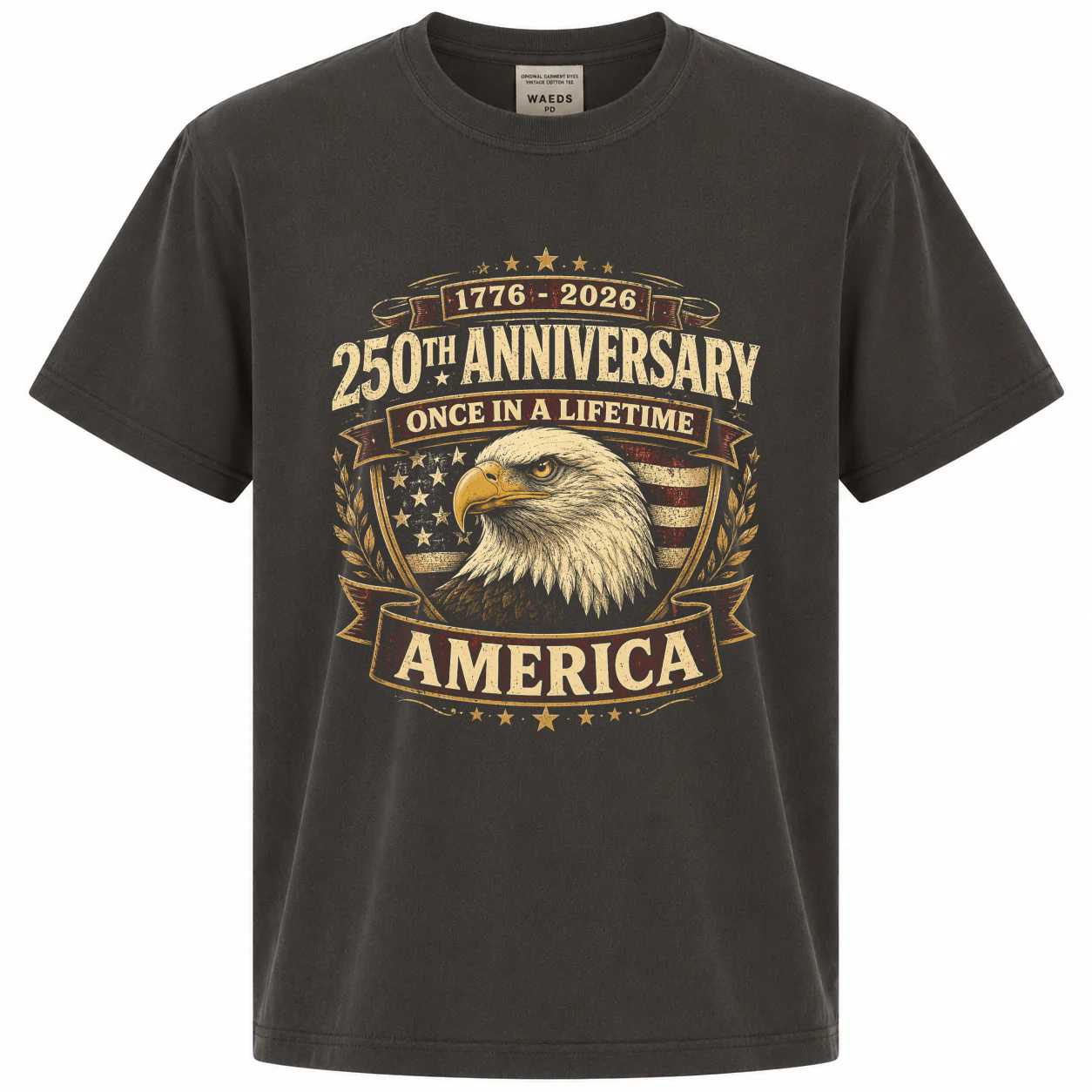 America 250 Anniversary Eagle Heritage Badge T-Shirt, Vintage Distressed Patriotic 1776-2026 Once in a Lifetime Celebration Tee