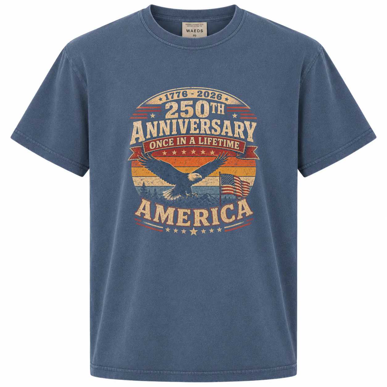 America 250 Anniversary Retro Sunset T-Shirt, Patriotic 1776-2026 Once in a Lifetime Celebration Graphic Tee