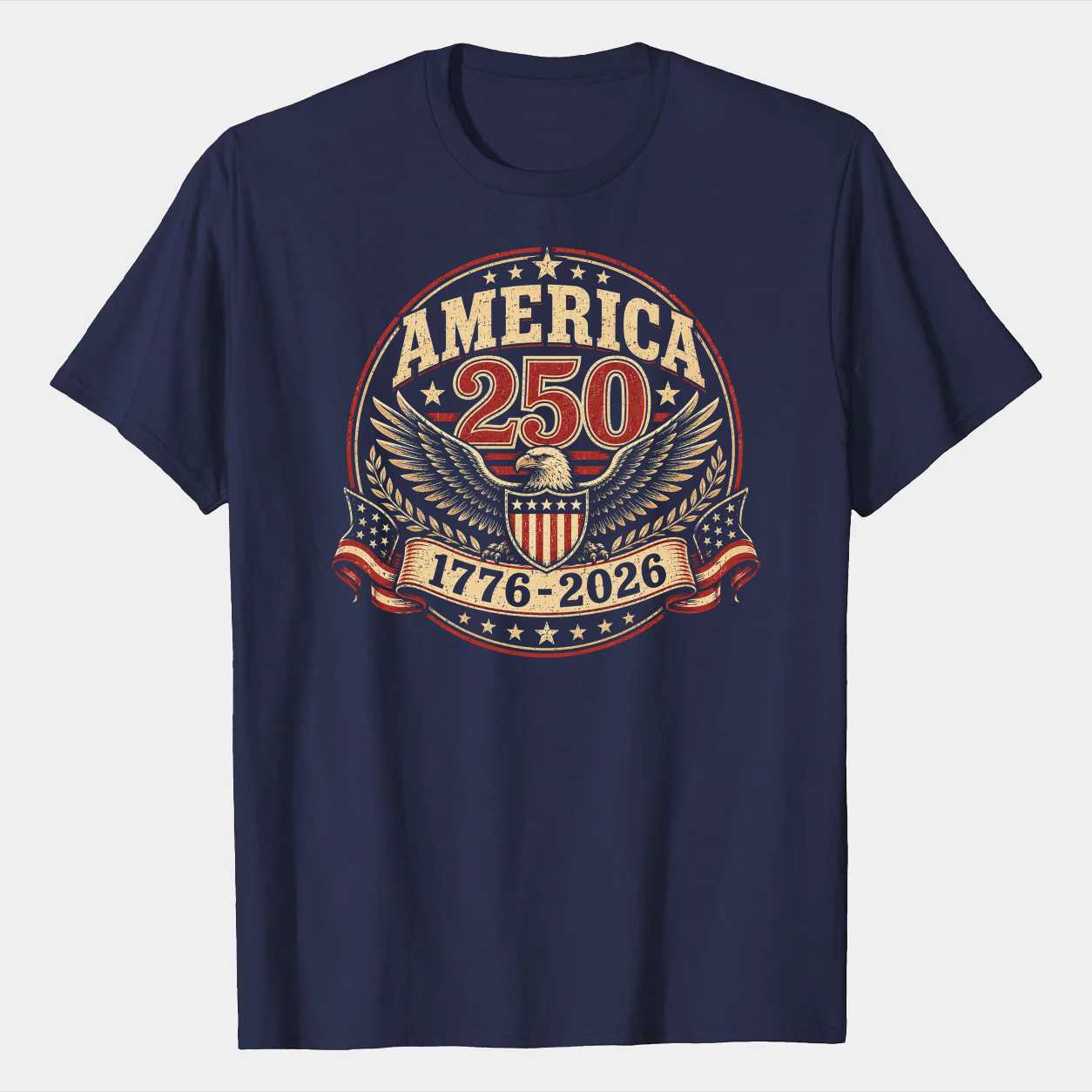 America 250 Badge Emblem T-Shirt Patriotic 1776-2026 Independence Day Anniversary Graphic Tee