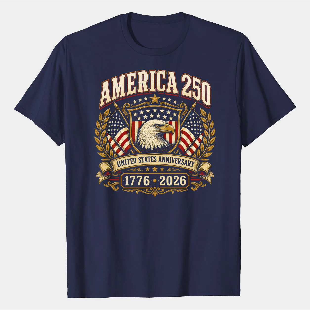 America 250 Badge Emblem T-Shirt Patriotic USA Anniversary 1776-2026 Heritage Graphic Tee