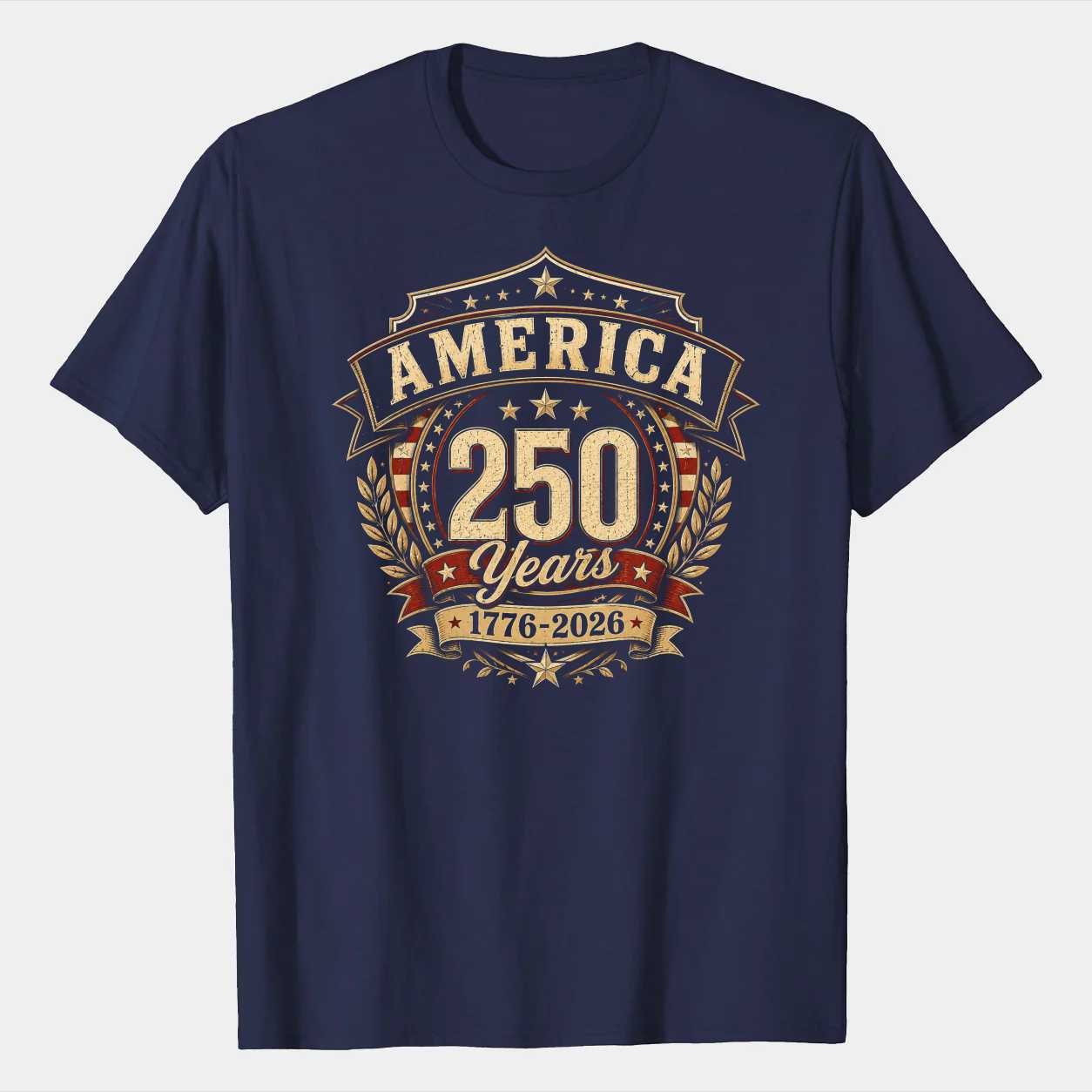 America 250 Badge T-Shirt Patriotic Anniversary Graphic Tee for Independence Day USA Celebration