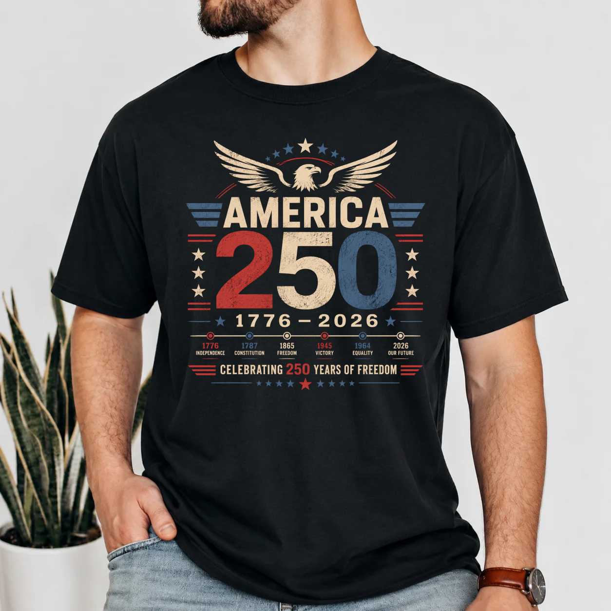 America 250 Celebration Shirt Modern Patriotic Historical Anniversary Graphic T-Shirt