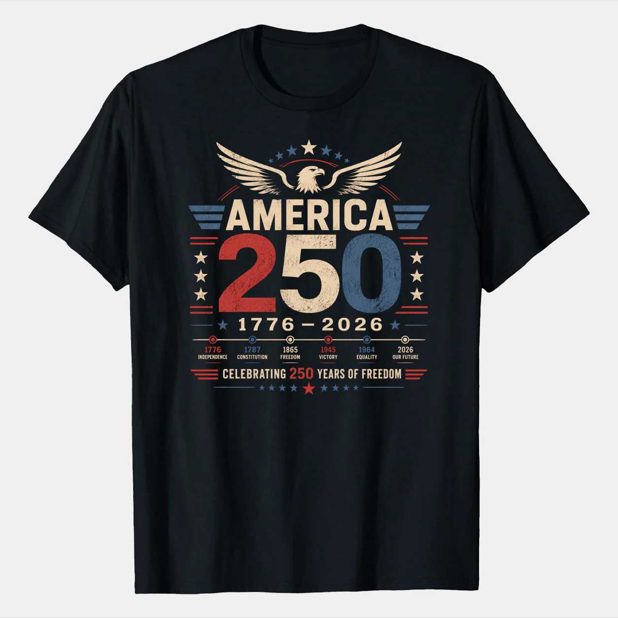 America 250 Celebration Shirt Modern Patriotic Historical Anniversary Graphic T-Shirt