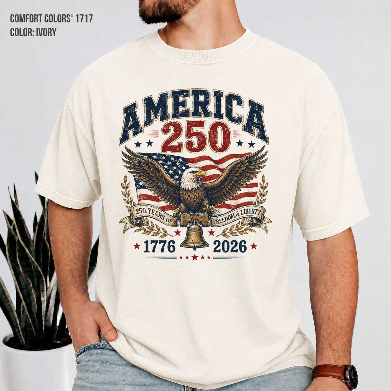 America 250 Heritage T-Shirt Vintage Distressed Patriotic Eagle USA Flag 1776-2026 Anniversary Graphic Tee