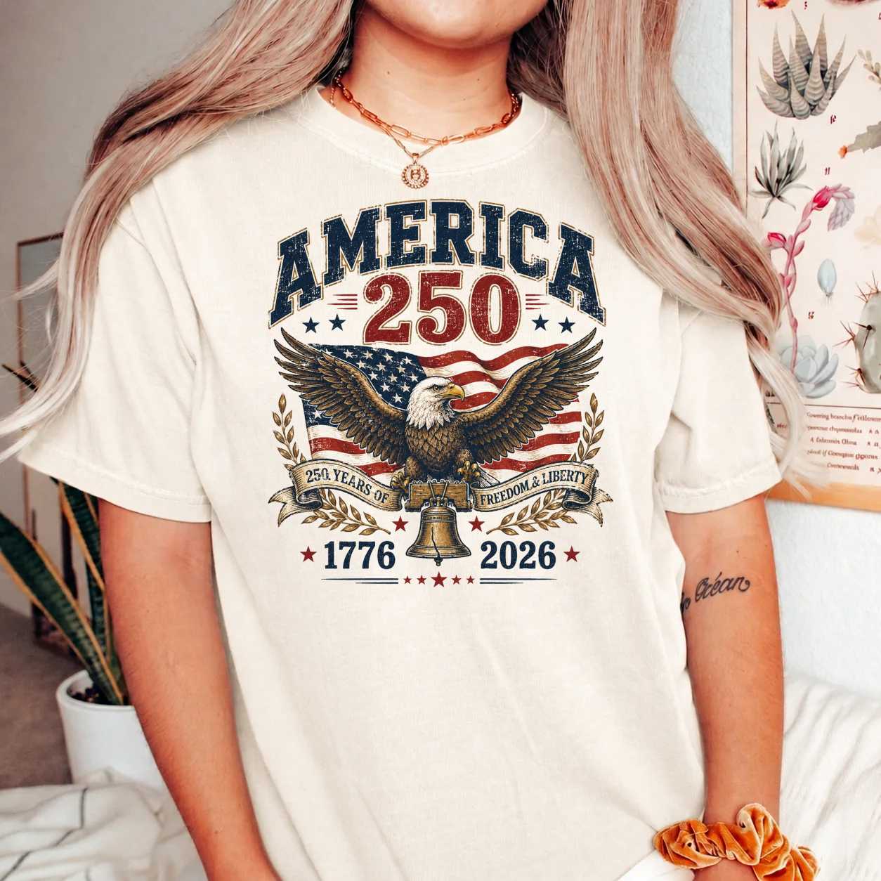 America 250 Heritage T-Shirt Vintage Distressed Patriotic Eagle USA Flag 1776-2026 Anniversary Graphic Tee