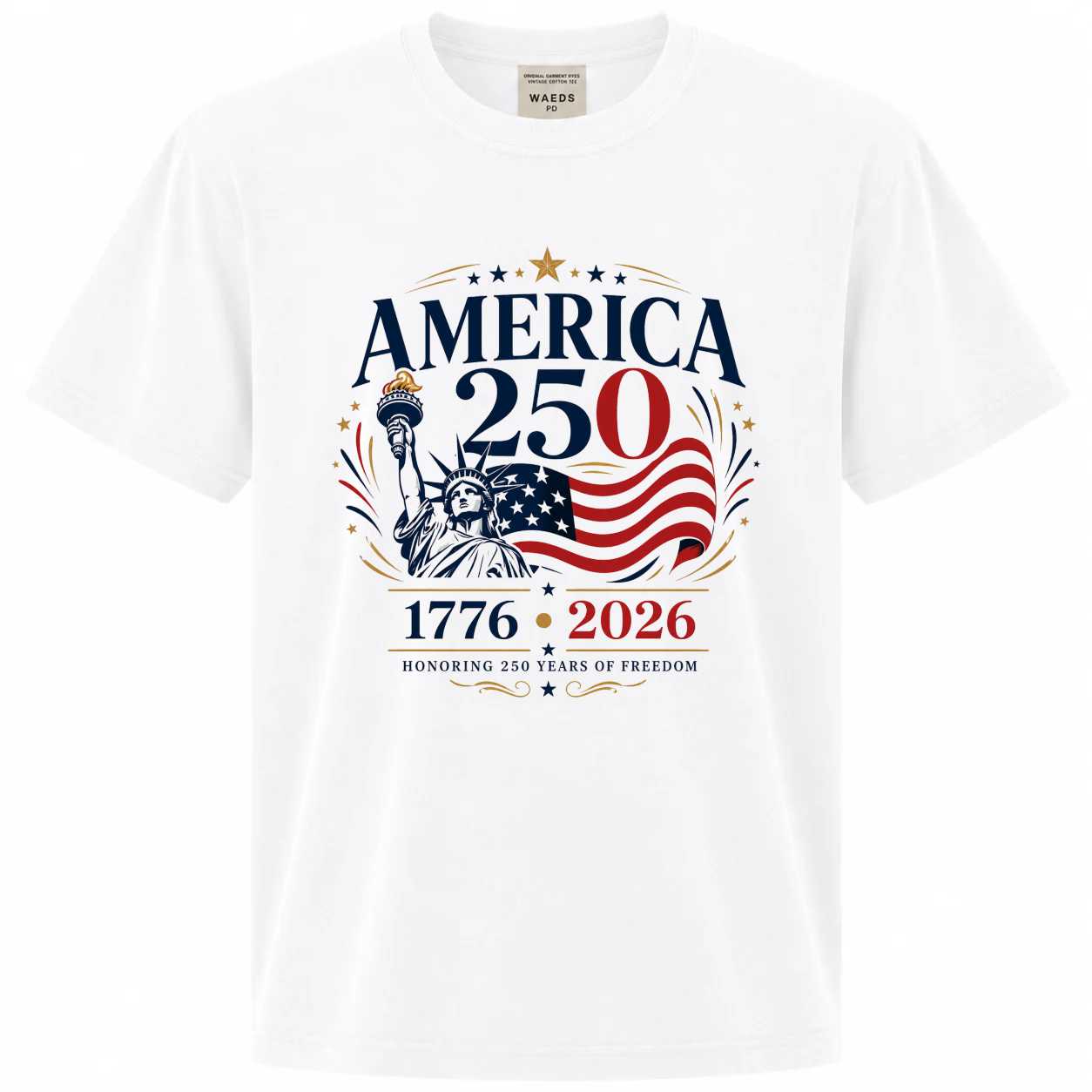 America 250 Liberty T-Shirt Modern Patriotic Flag Illustration 1776-2026 Anniversary Graphic Tee