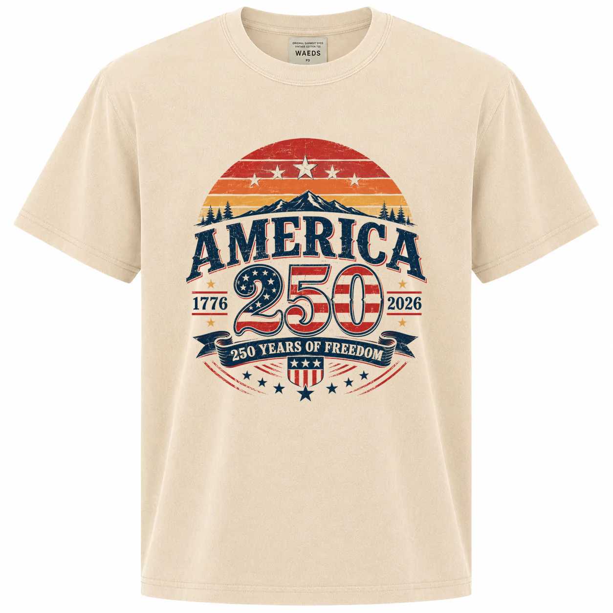 America 250 Retro Shirt Patriotic Sunset Celebration 1776 2026 USA Independence Day Graphic T-Shirt
