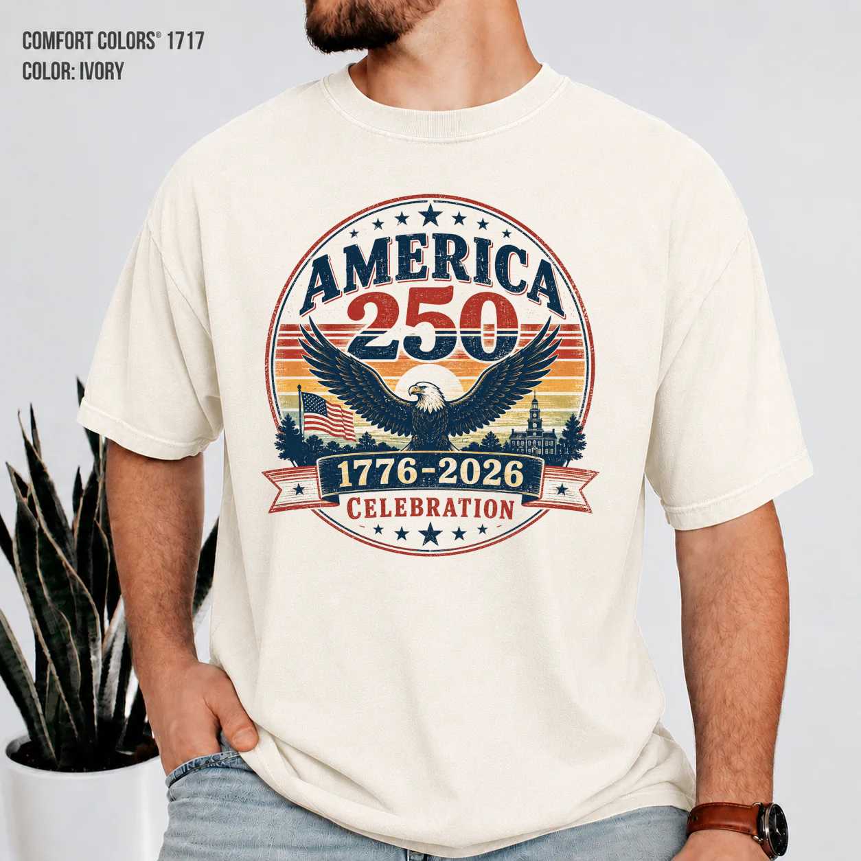 America 250 Retro Sunset T-Shirt 1776-2026 Patriotic Independence Day Celebration Graphic Tee