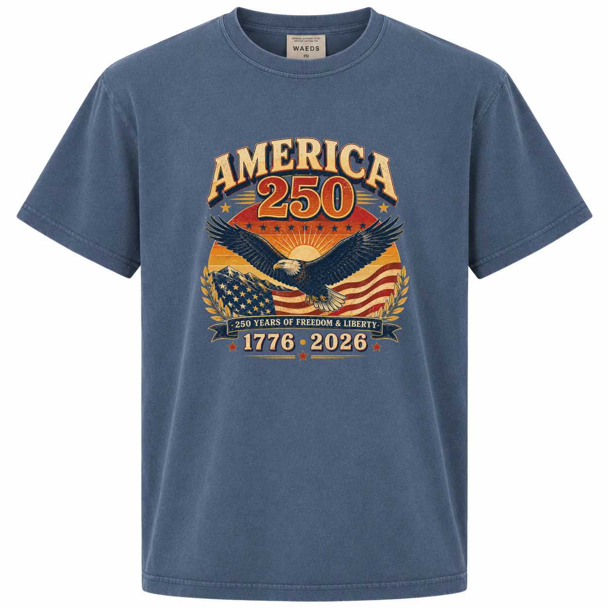 America 250 Retro Sunset T-Shirt Patriotic Eagle USA Independence Anniversary 1776-2026 Graphic Tee