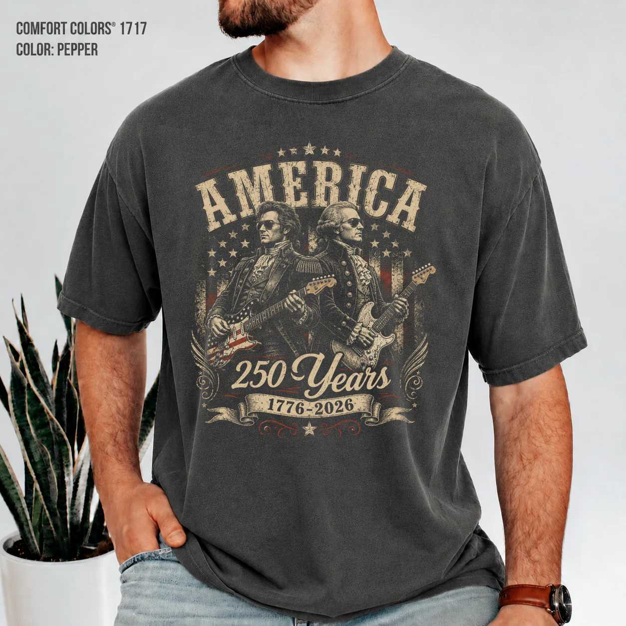 America 250 Shirt Vintage Patriotic Guitar Legends T-Shirt for Independence Day Celebration and USA Anniversary Events