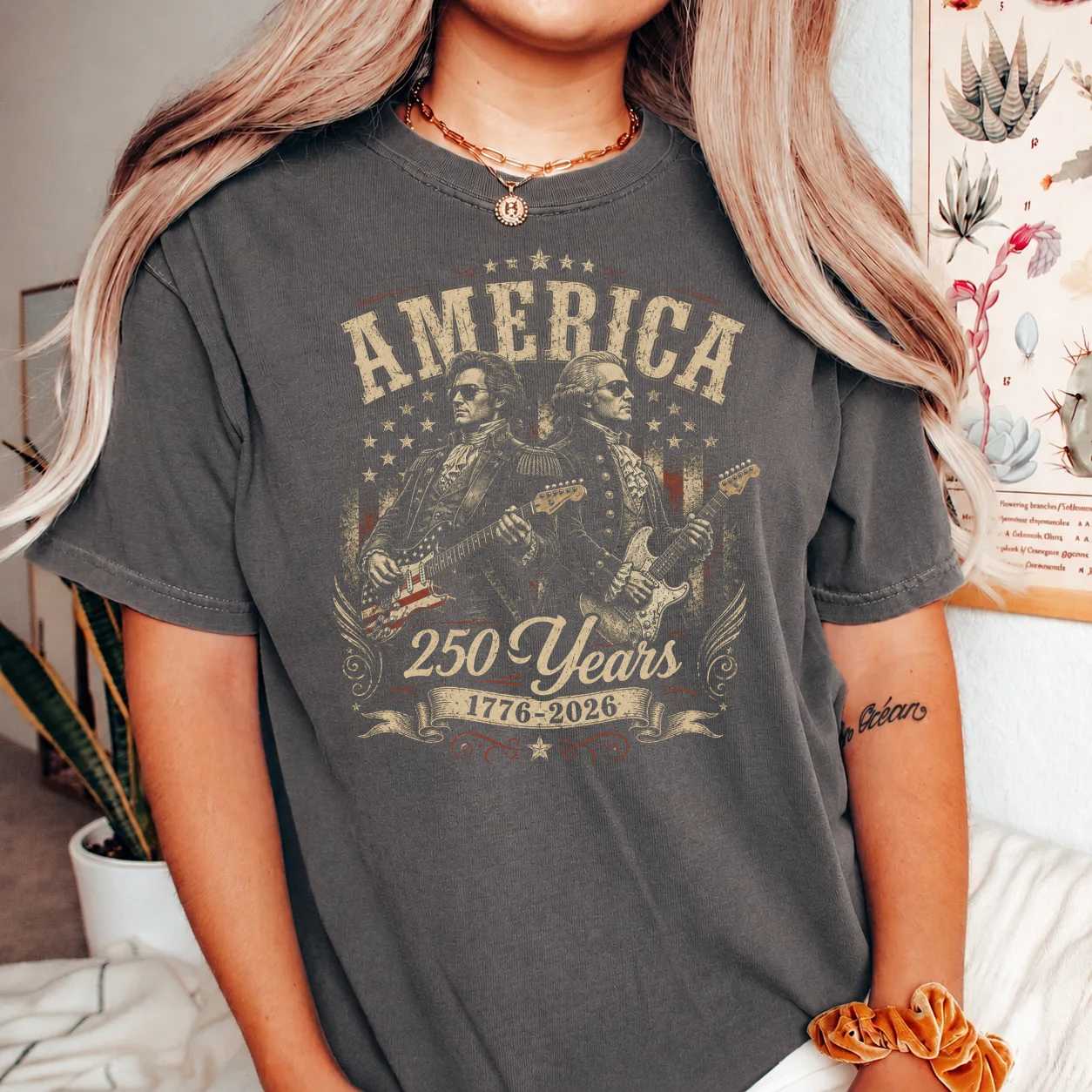 America 250 Shirt Vintage Patriotic Guitar Legends T-Shirt for Independence Day Celebration and USA Anniversary Events