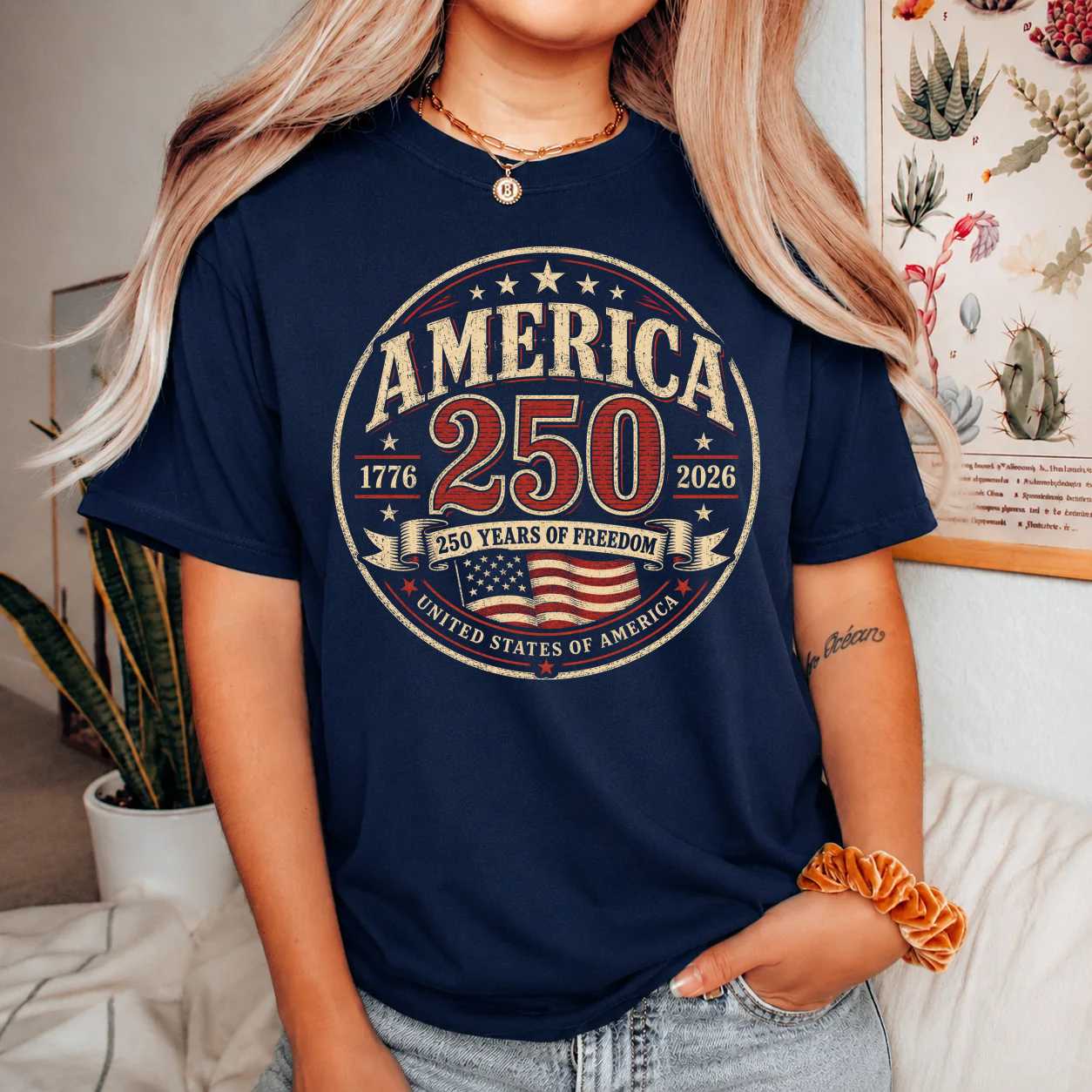 America 250 T Shirt Vintage Patriotic Anniversary Badge 1776 to 2026 USA Flag Independence Day Graphic Tee