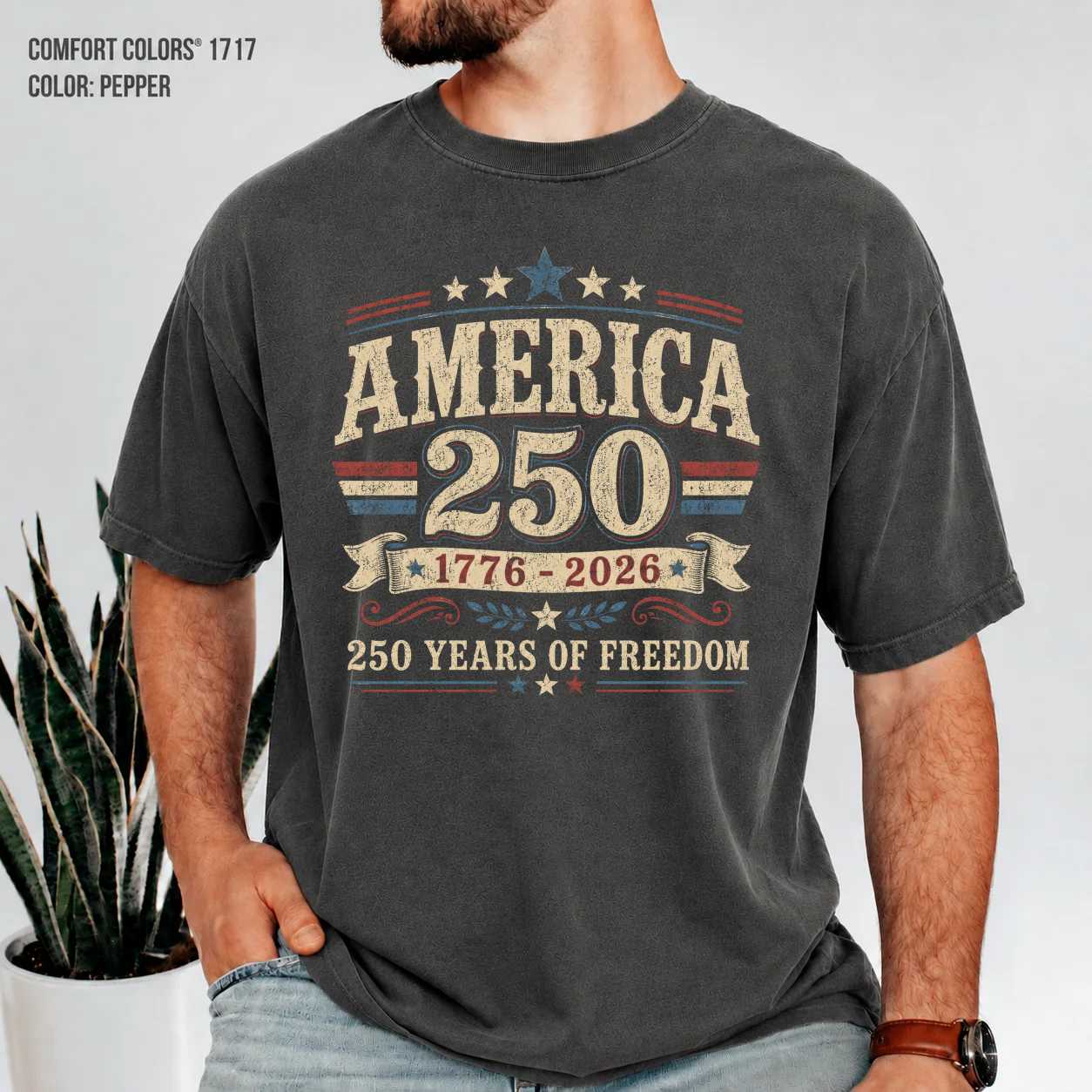 America 250 Vintage Distressed Heritage T-Shirt, Patriotic 1776 to 2026 Anniversary Graphic Tee for Men and Women