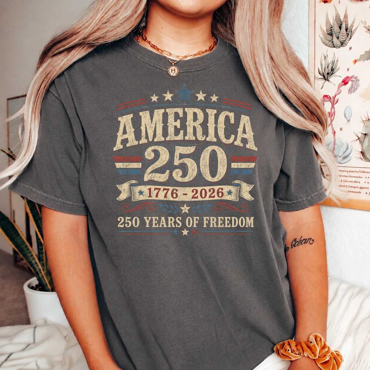 America 250 Vintage Distressed Heritage T-Shirt, Patriotic 1776 to 2026 Anniversary Graphic Tee for Men and Women