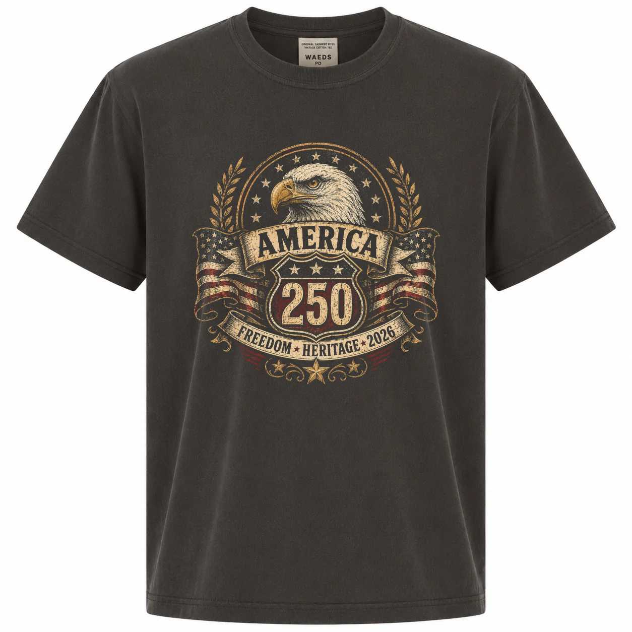 America 250 Vintage Eagle Badge T-Shirt Patriotic Freedom Road Anniversary Graphic Tee for Men and Women