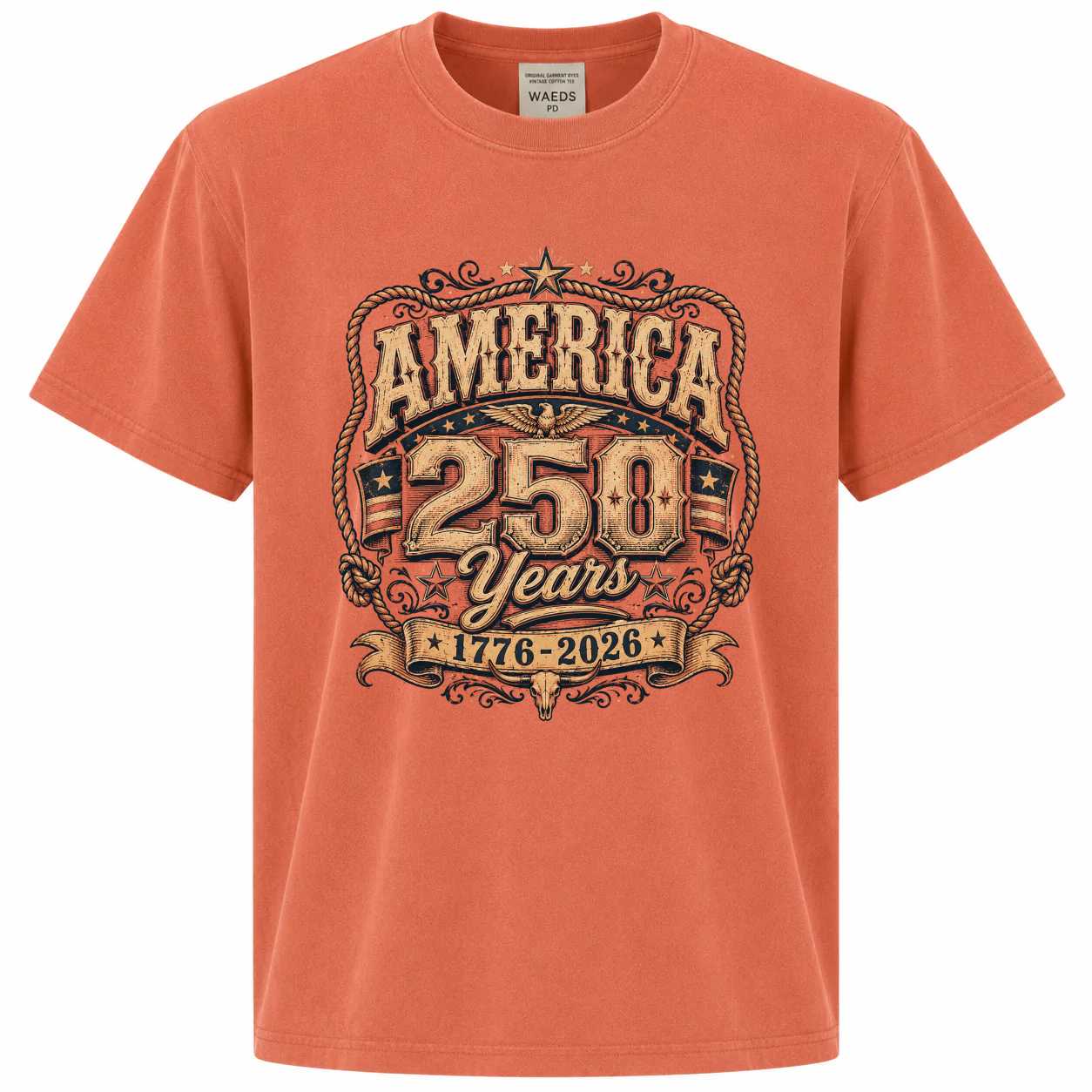 America 250 Western Rustic T-Shirt Patriotic Anniversary Graphic Tee for Independence Day Celebration