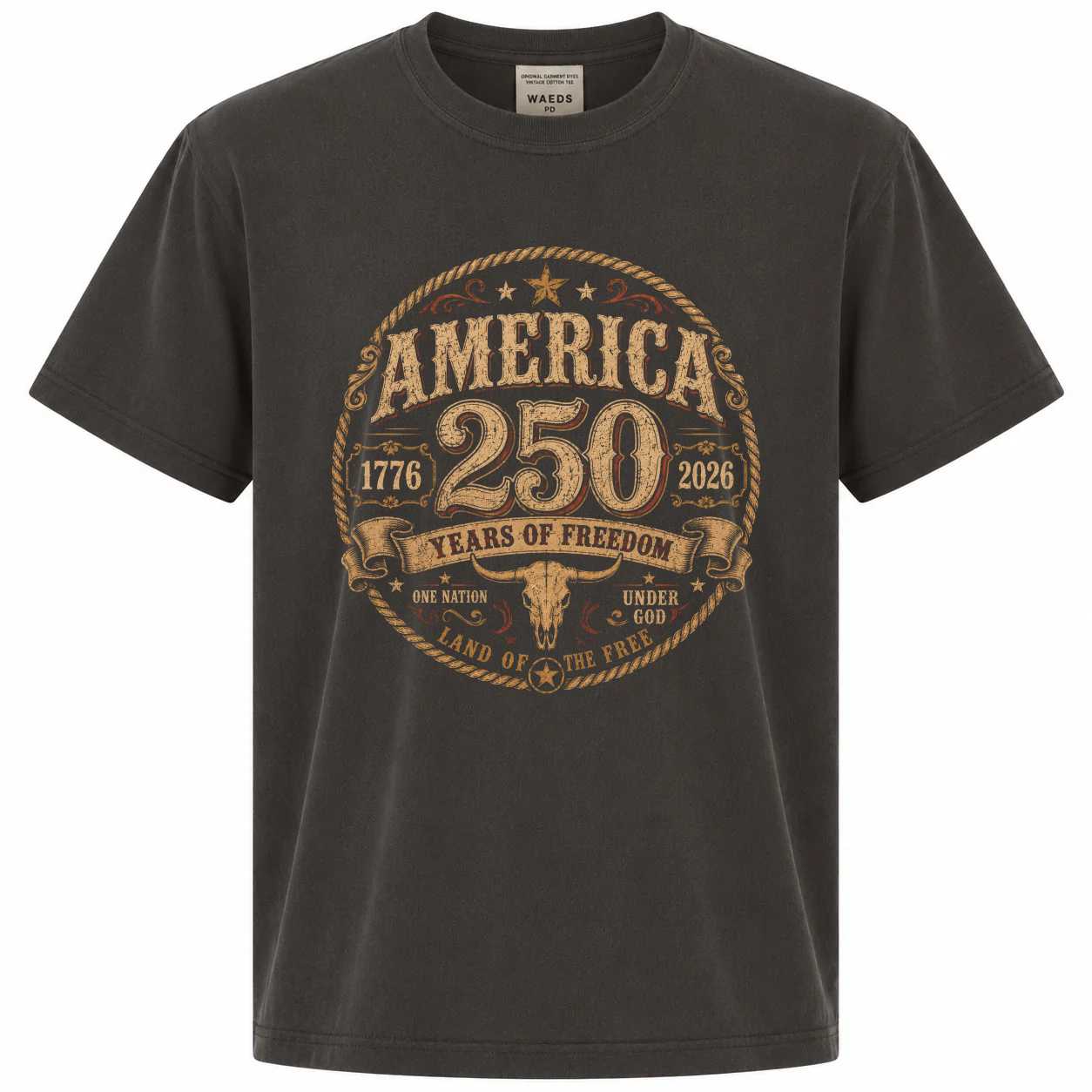 America 250 Western Shirt Rustic Freedom Anniversary 1776 2026 Patriotic Heritage Graphic T-Shirt