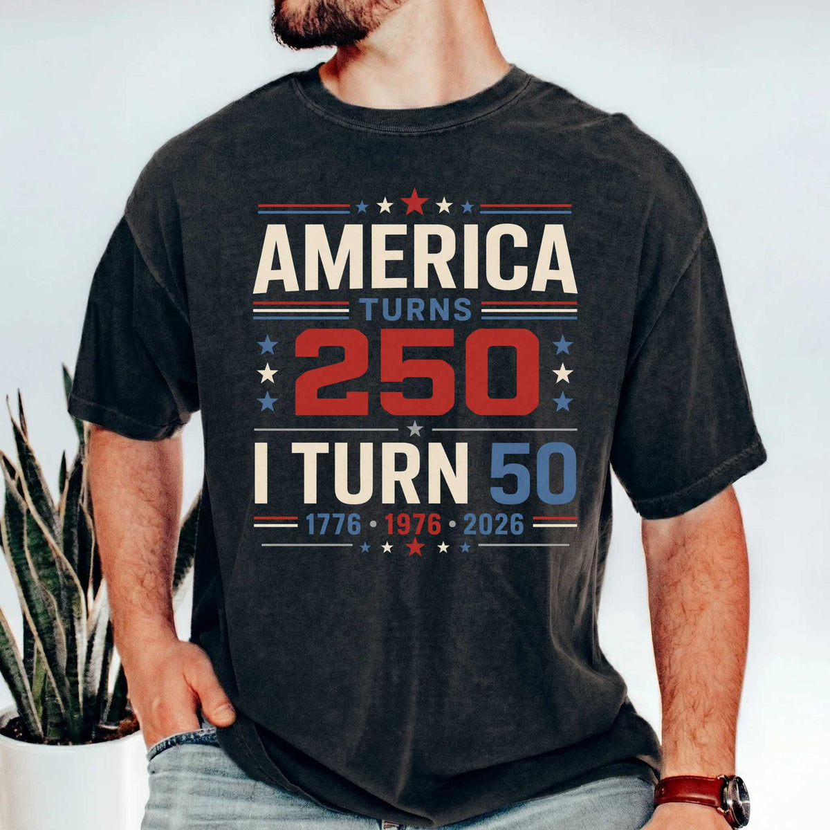 America Turns 250 I Turn 50 T-Shirt - Celebrate Milestones | Vintage Feel | Perfect