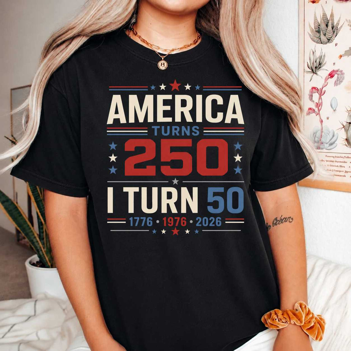 America Turns 250 I Turn 50 T-Shirt - Celebrate Milestones | Vintage Feel | Perfect