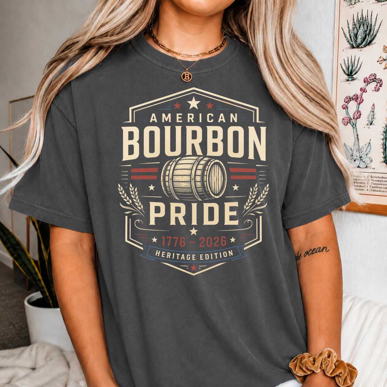 American Bourbon Shirt Modern Heritage Whiskey Pride Graphic Premium Lifestyle T-Shirt