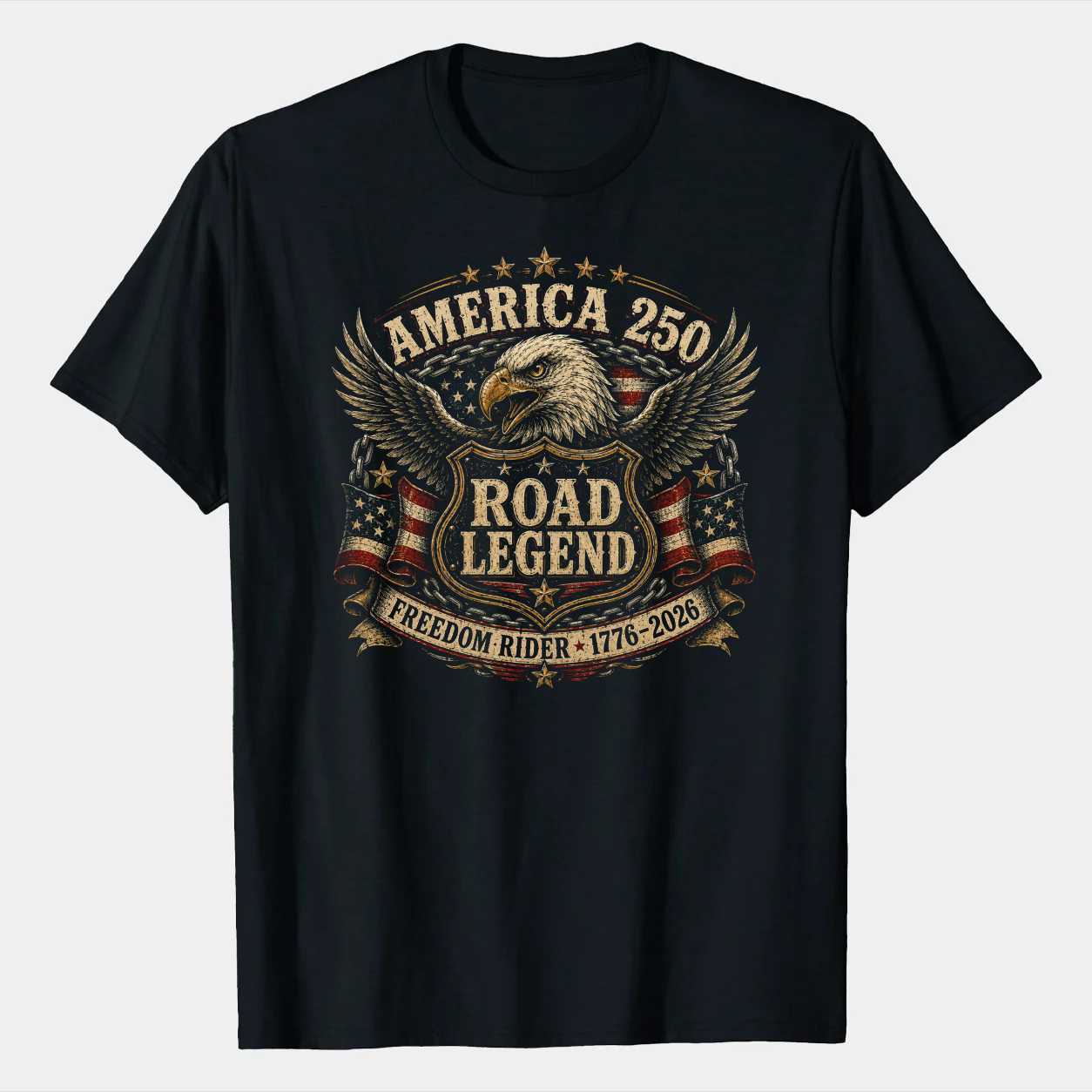 Biker Eagle Road Legend T-Shirt America 250 Patriotic Freedom Rider Graphic Tee for Men and Women