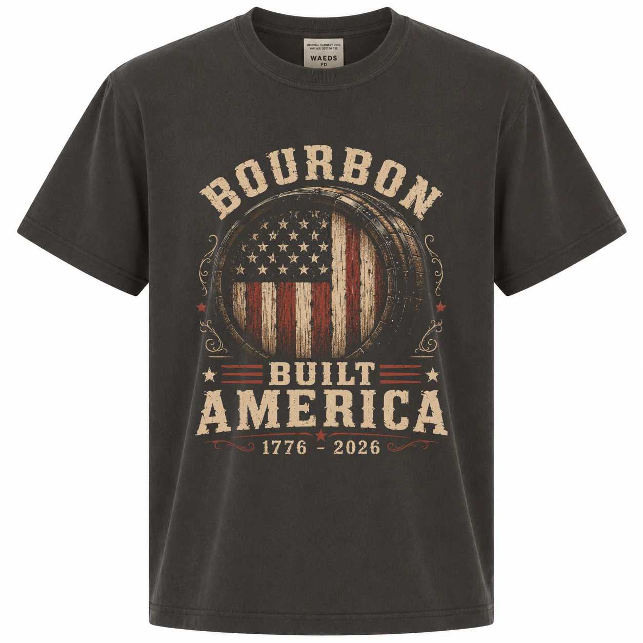 Bourbon Patriotic Shirt America 250 Vintage Distressed Barrel Flag Whiskey Lover Men's Graphic T-Shirt