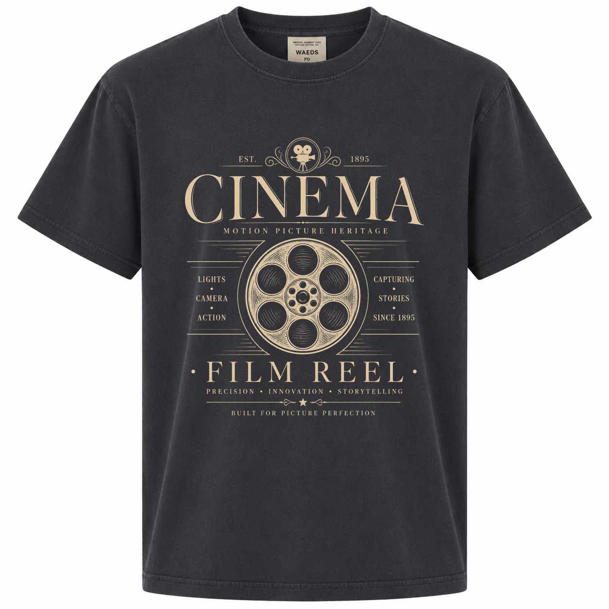 Cinema Lover T-Shirt Elegant Film Reel Typography Graphic Inspired by Movie History