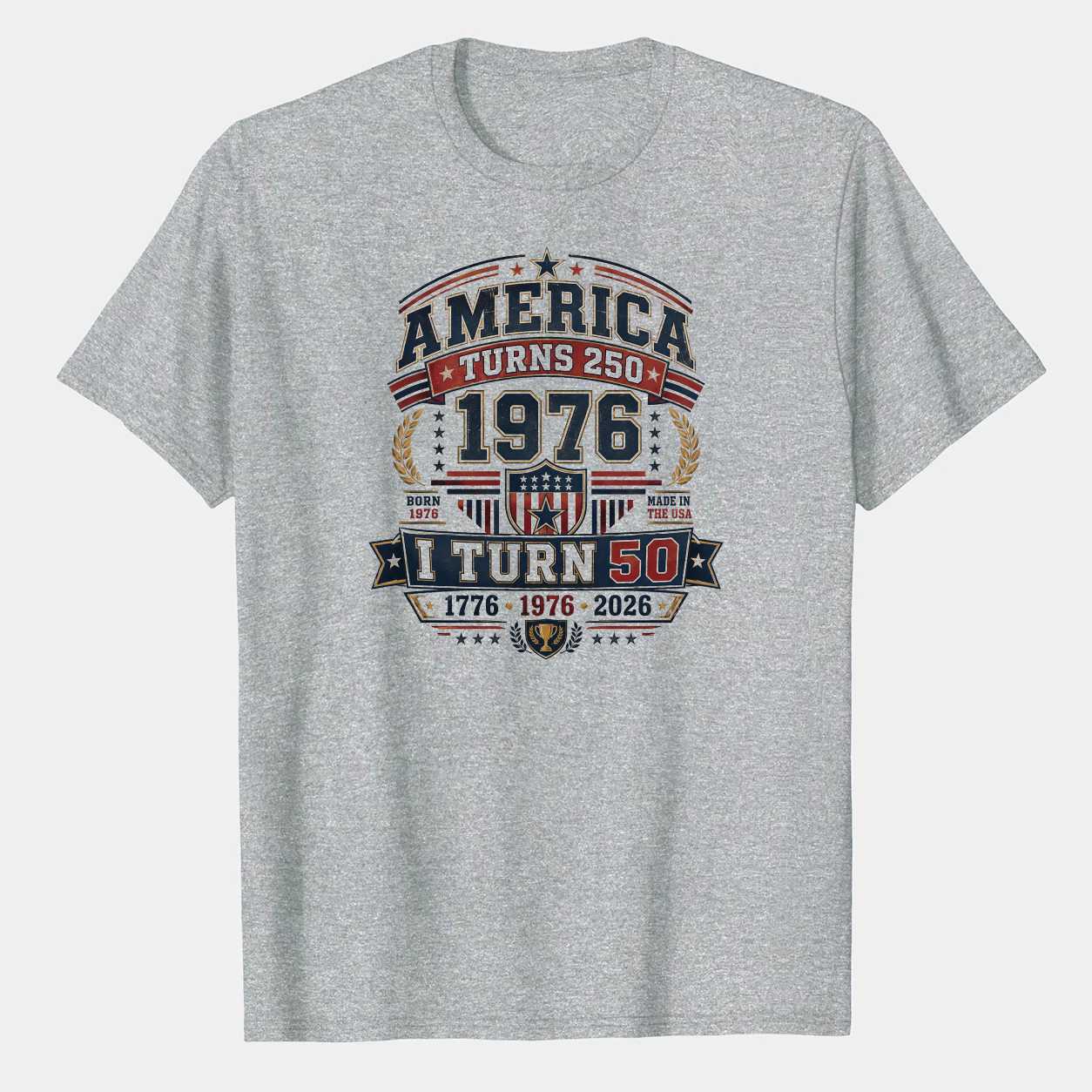 Classic Varsity America Turns 250 I Turn 50 Birthday T-Shirt for Adults Born in 1976 USA Heritage Tee