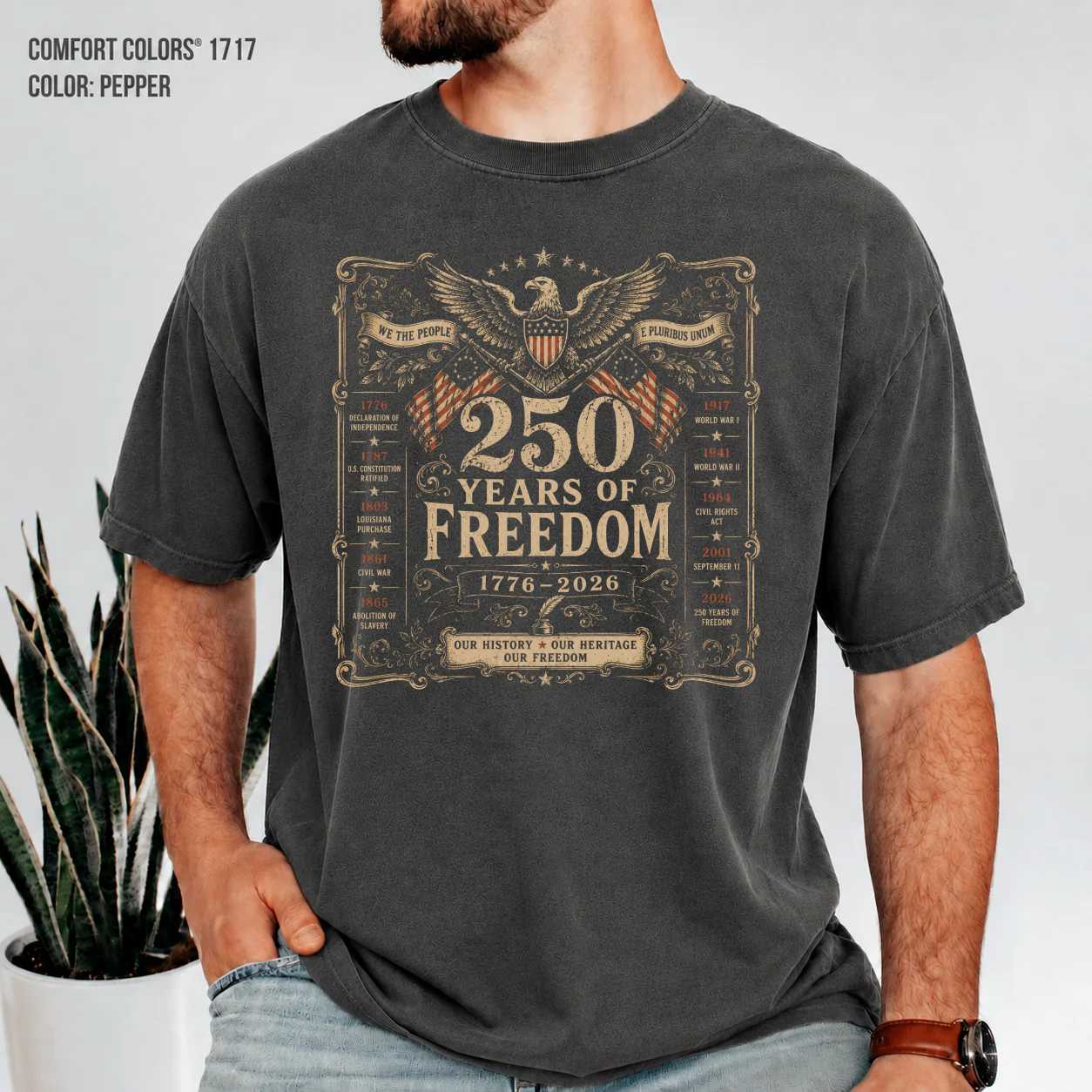 Colonial History Shirt America 250 Heritage Commemorative Freedom Graphic T-Shirt