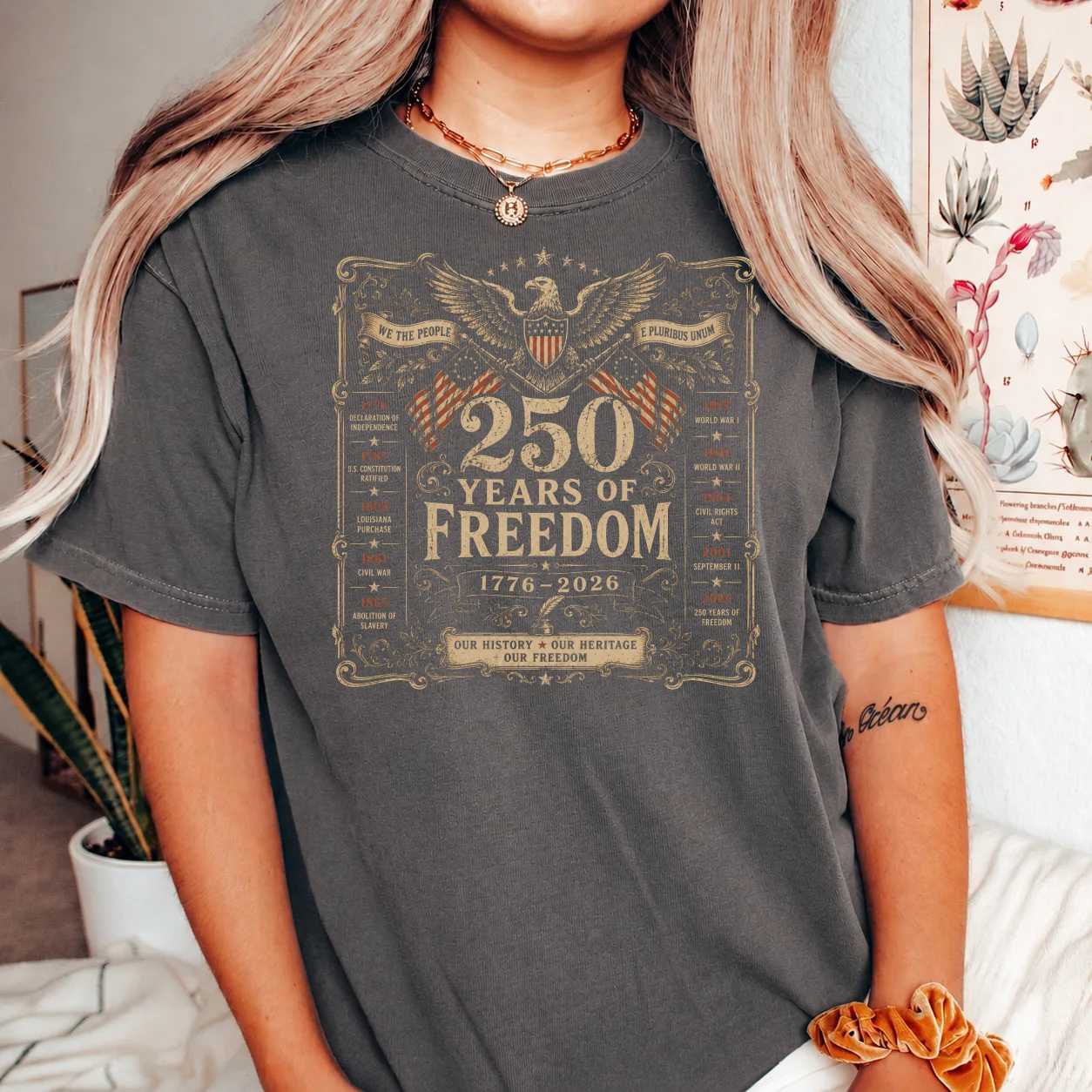 Colonial History Shirt America 250 Heritage Commemorative Freedom Graphic T-Shirt