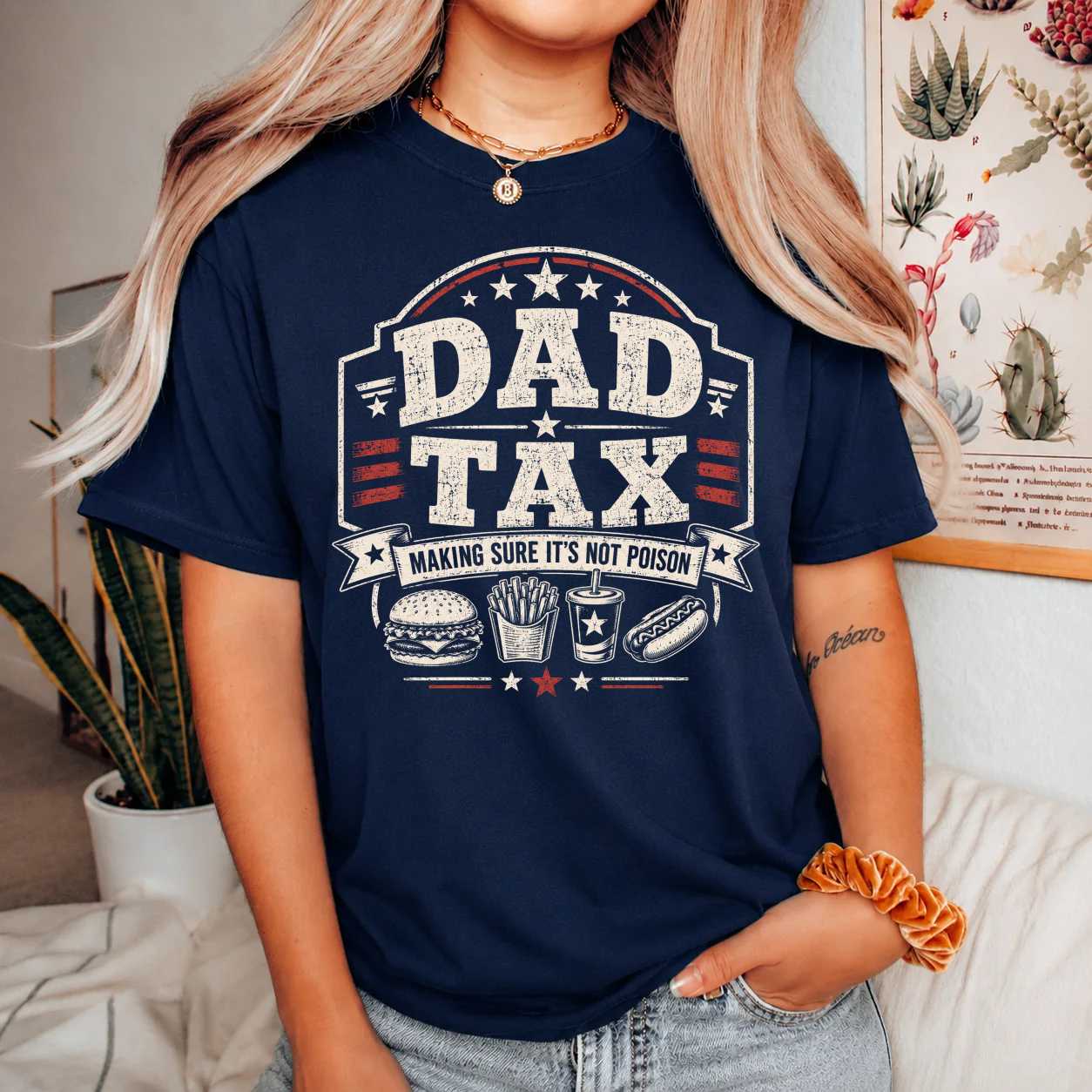 Dad Tax Funny Father Sweatshirt Americana Stars Design Fathers Day Gift for Proud Dads
