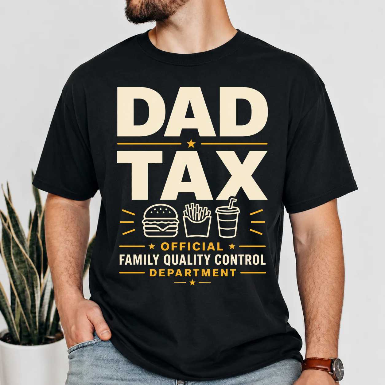 Dad Tax Quality Control Graphic T-Shirt Funny Dad Humor Food Lover Gift Tee
