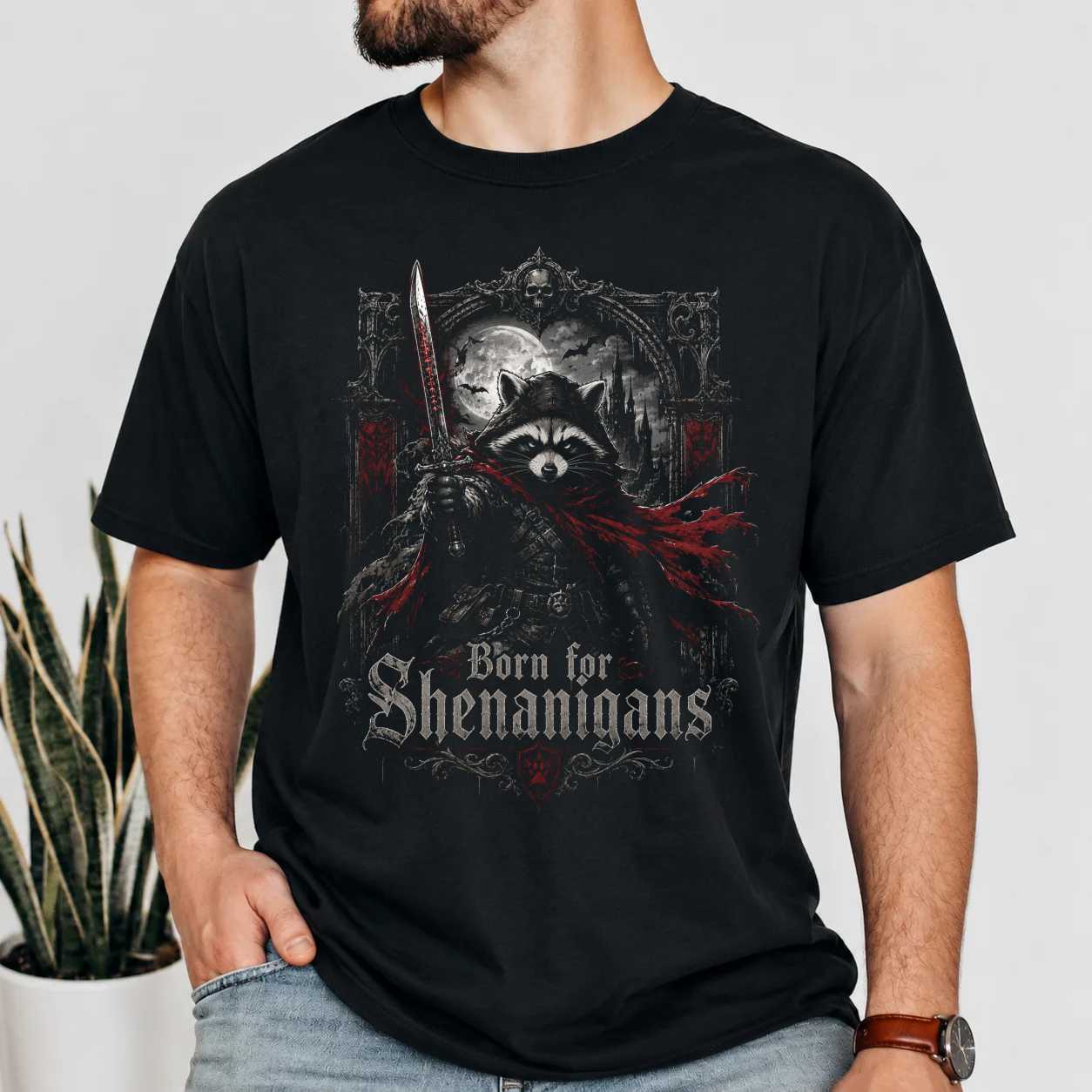 Born for Shenanigans Raccoon T-Shirt for Adults - Funny Graphic Design, Unique Style
