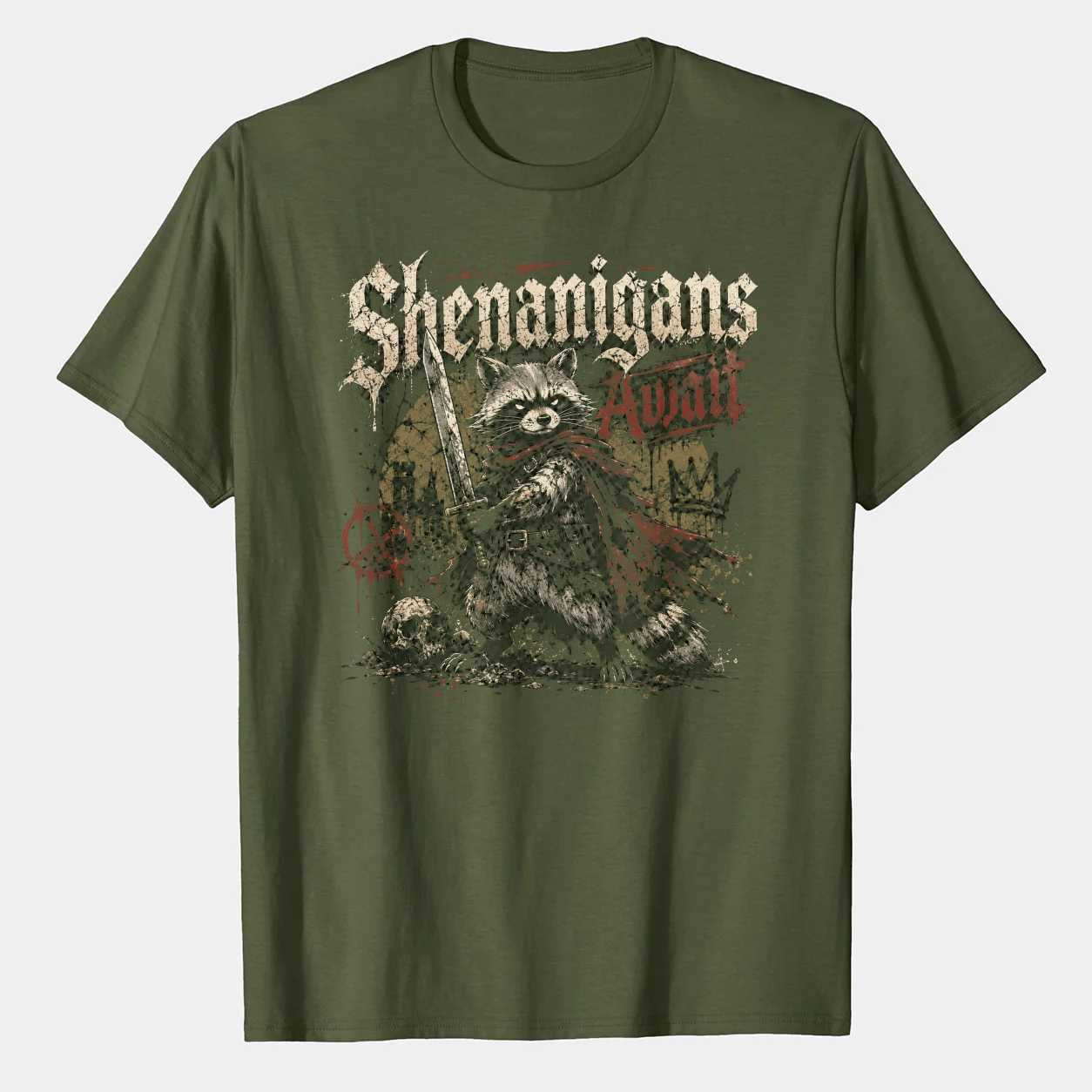 Shenanigans Adult T-Shirt - Funny Raccoon Graphic Tee for Adults