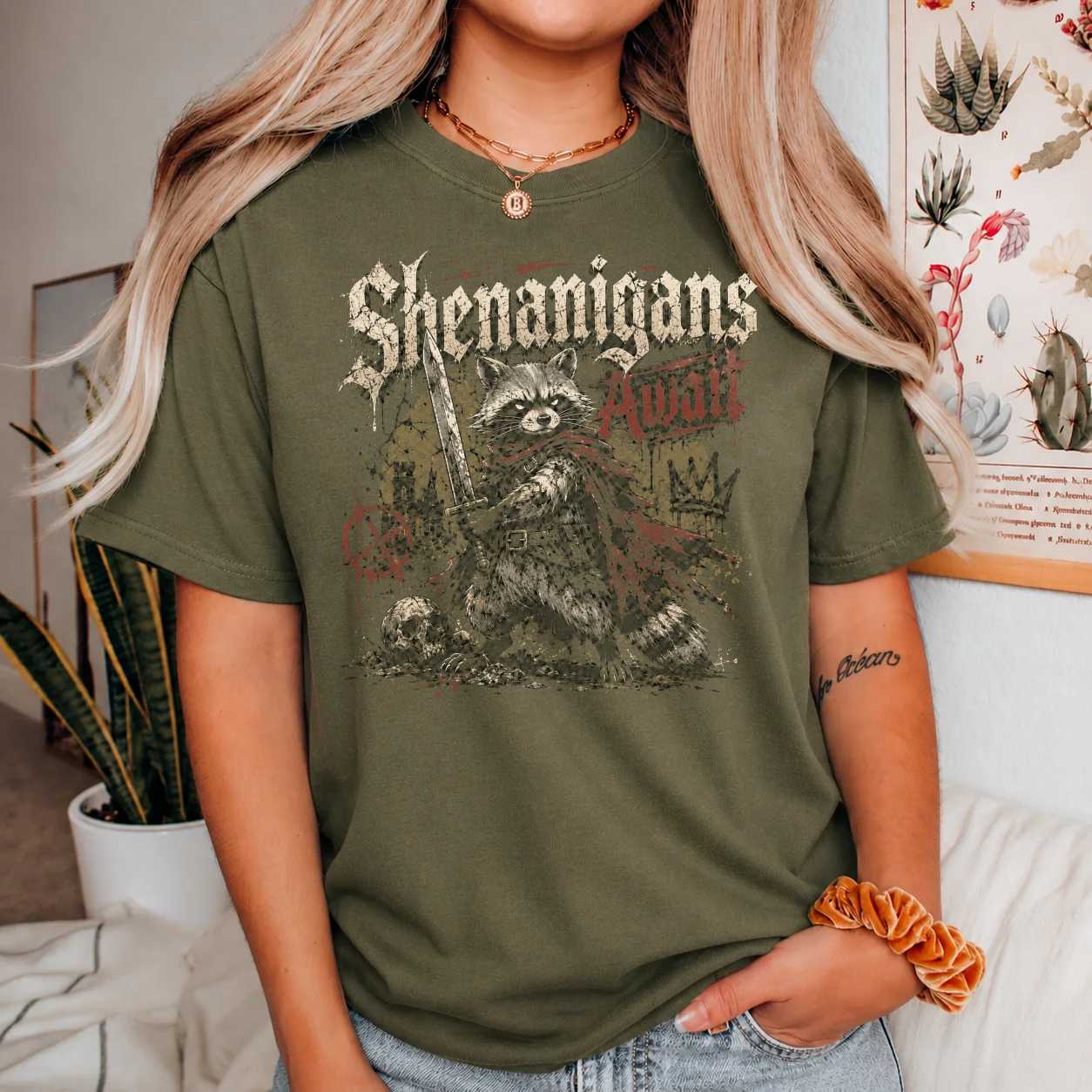 Shenanigans Adult T-Shirt - Funny Raccoon Graphic Tee for Adults