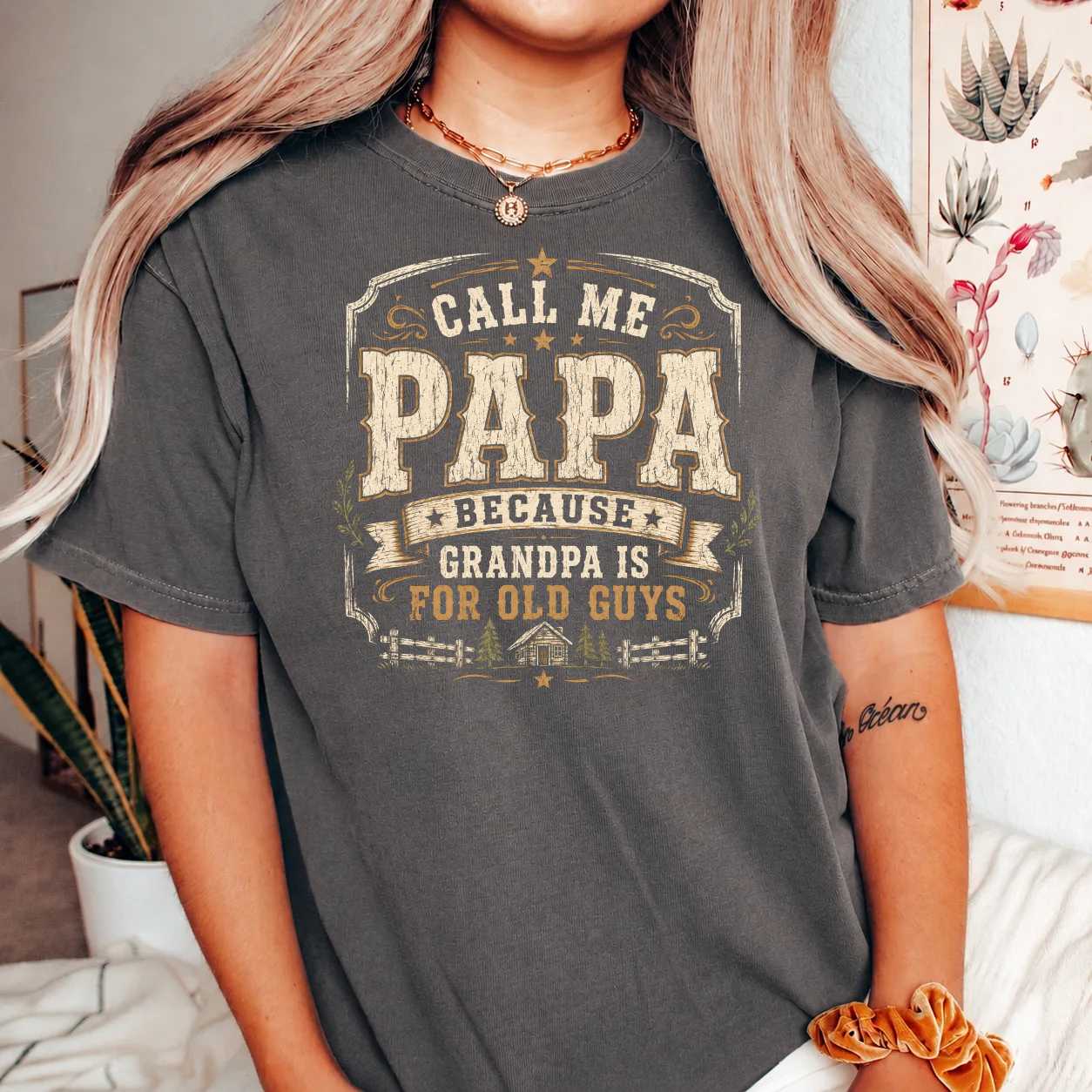 Farmhouse Papa Shirt Funny Country Family Tee Gift for Proud Grandfathers