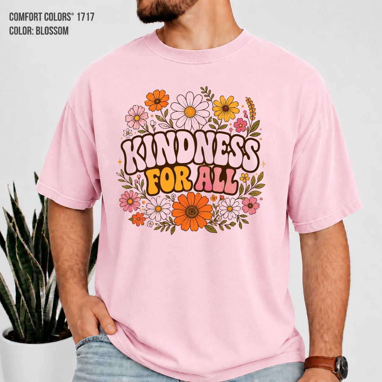 Floral Equality Graphic T-Shirt Groovy Boho Human Rights Statement Tee for Women