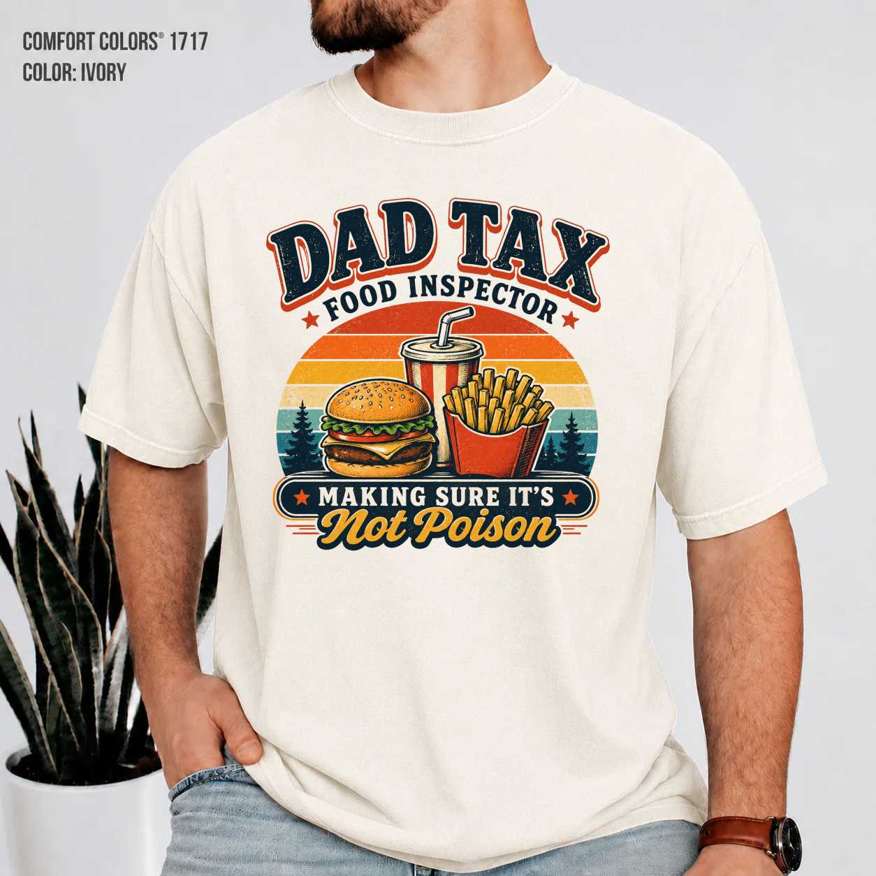 Funny Dad Tax Graphic T-Shirt Retro Food Inspector Design Father's Day Gift Tee for Dads