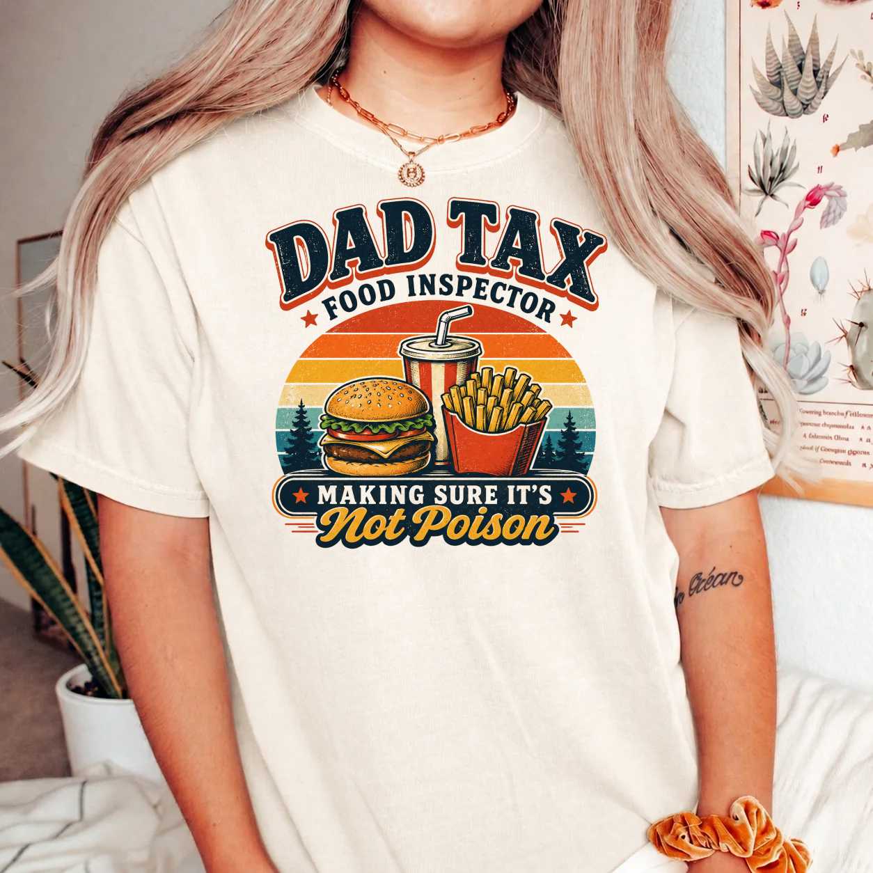 Funny Dad Tax Graphic T-Shirt Retro Food Inspector Design Father's Day Gift Tee for Dads