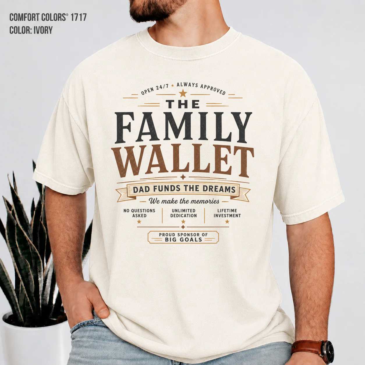 The Family Wallet Dad Funds the Dreams T-Shirt for Father's Day Vintage Style Graphic Tee for Proud Dads