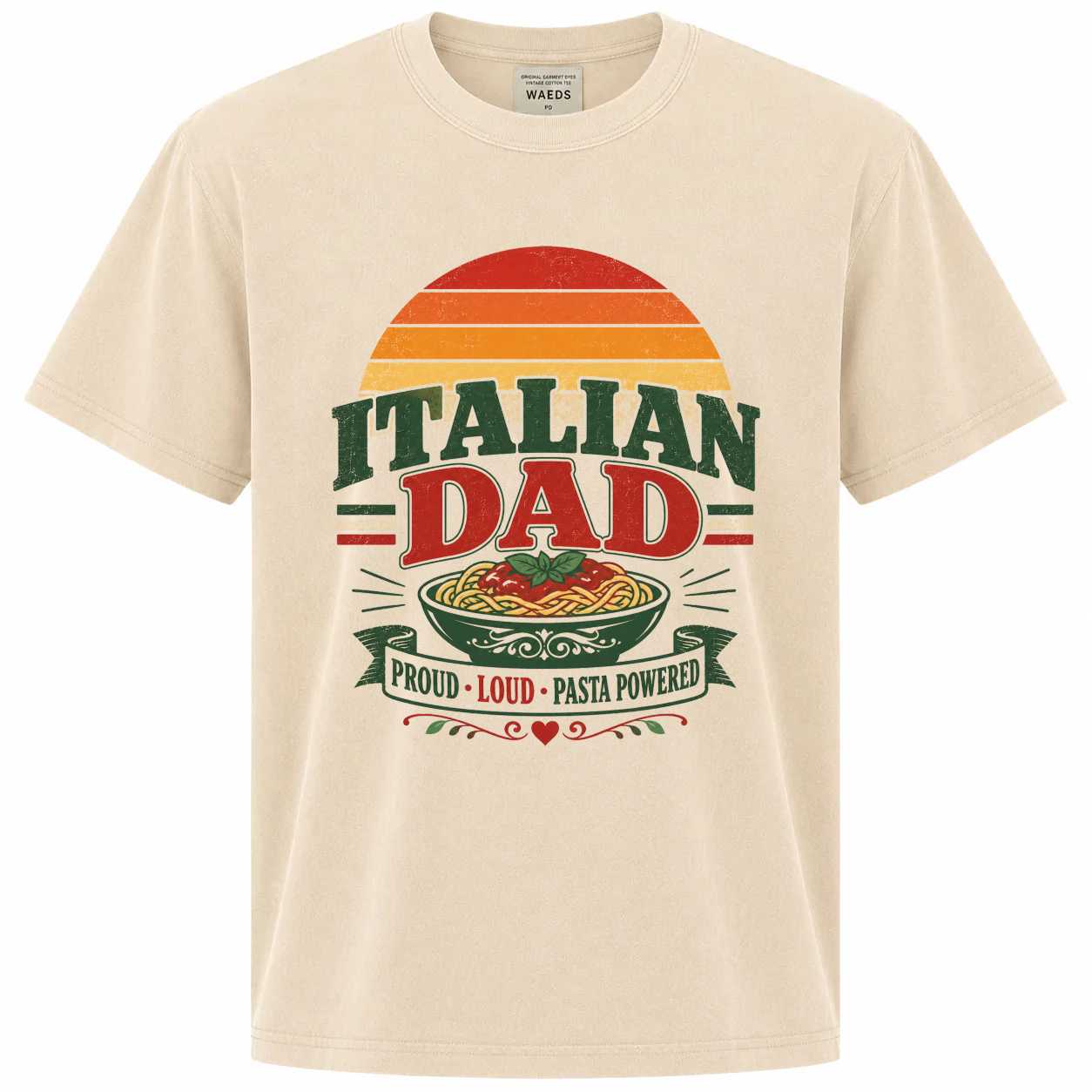 Funny Italian Dad Retro Sunset Shirt Pasta Lover Father Gift Graphic Tee for Family Celebrations