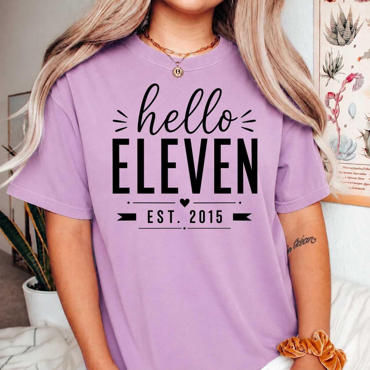 Hello Eleven Cute Birthday Shirt Est 2015 Kawaii Birthday Tee for Girls