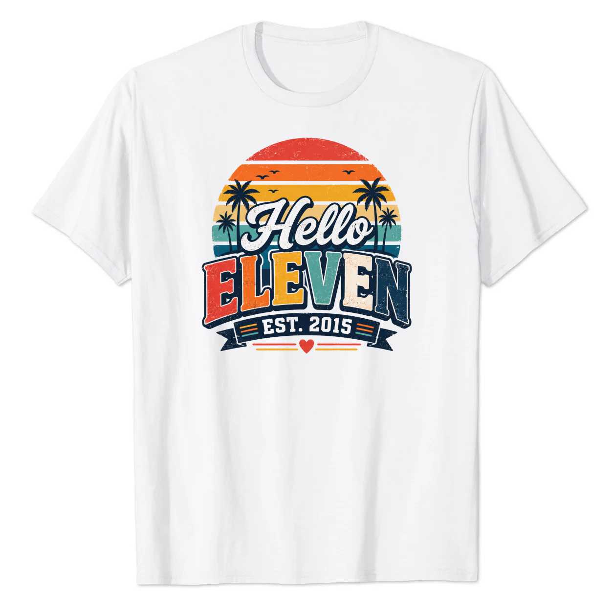 Hello Eleven Minimal Birthday Shirt Est 2015 Modern 11th Birthday Tee for Kids