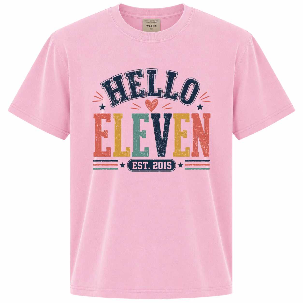 Hello Eleven Retro Birthday Shirt for Girls Est 2015 Groovy 11th Birthday Party Tee