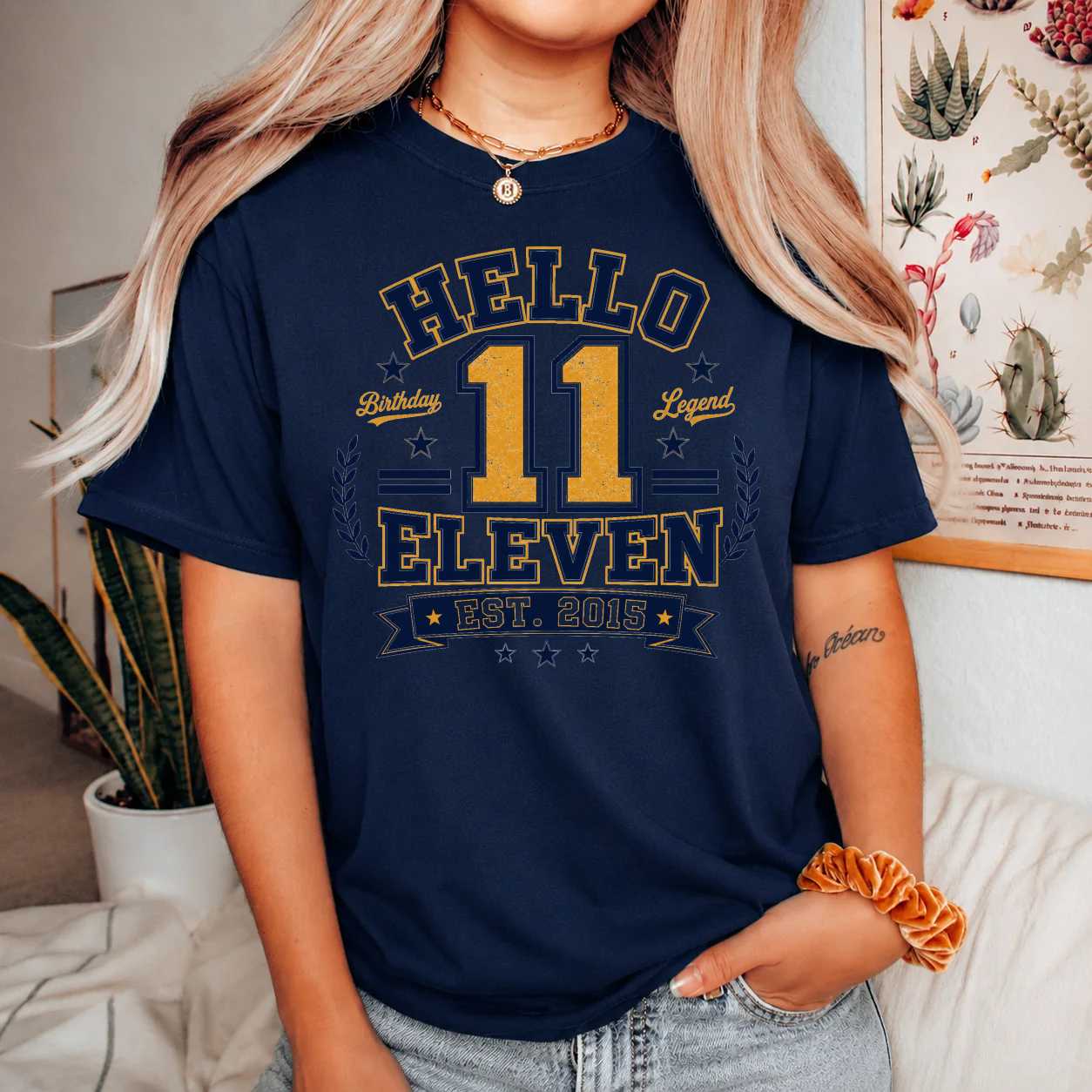 Hello Eleven Varsity Birthday Shirt Est 2015 Athletic 11th Birthday Tee