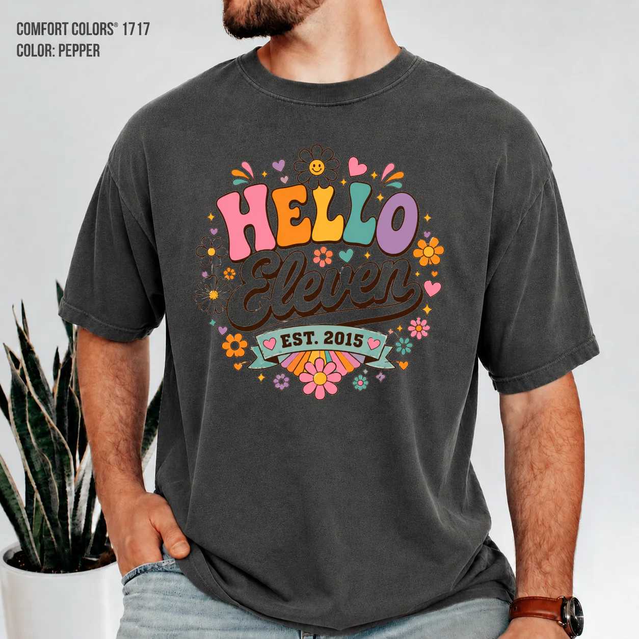 Hello Eleven Vintage Birthday Shirt Est 2015 Distressed Retro Party Tee