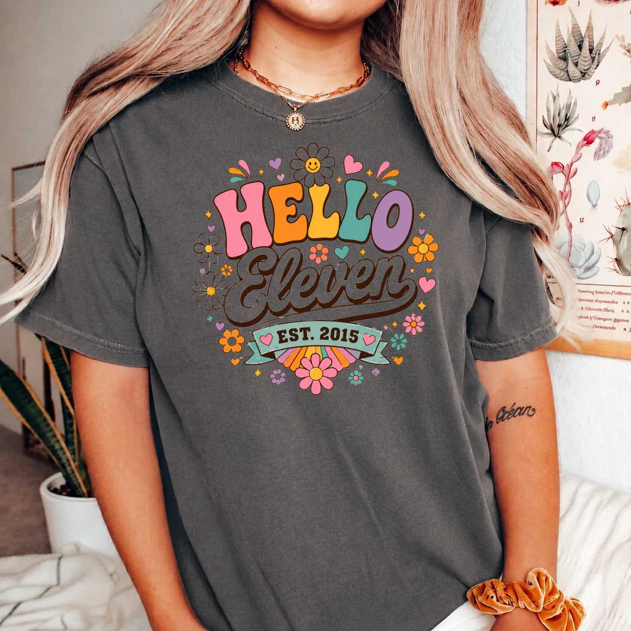 Hello Eleven Vintage Birthday Shirt Est 2015 Distressed Retro Party Tee