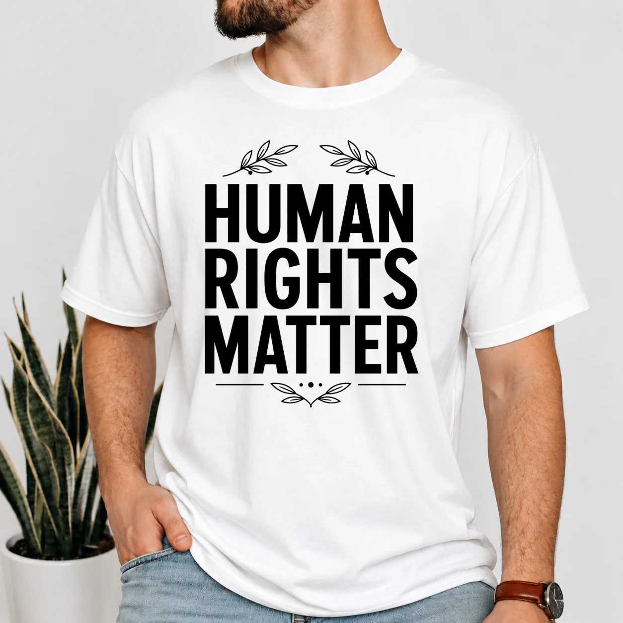 Human Rights Typography T-Shirt Clean Modern Equality Statement Tee for Men and Women