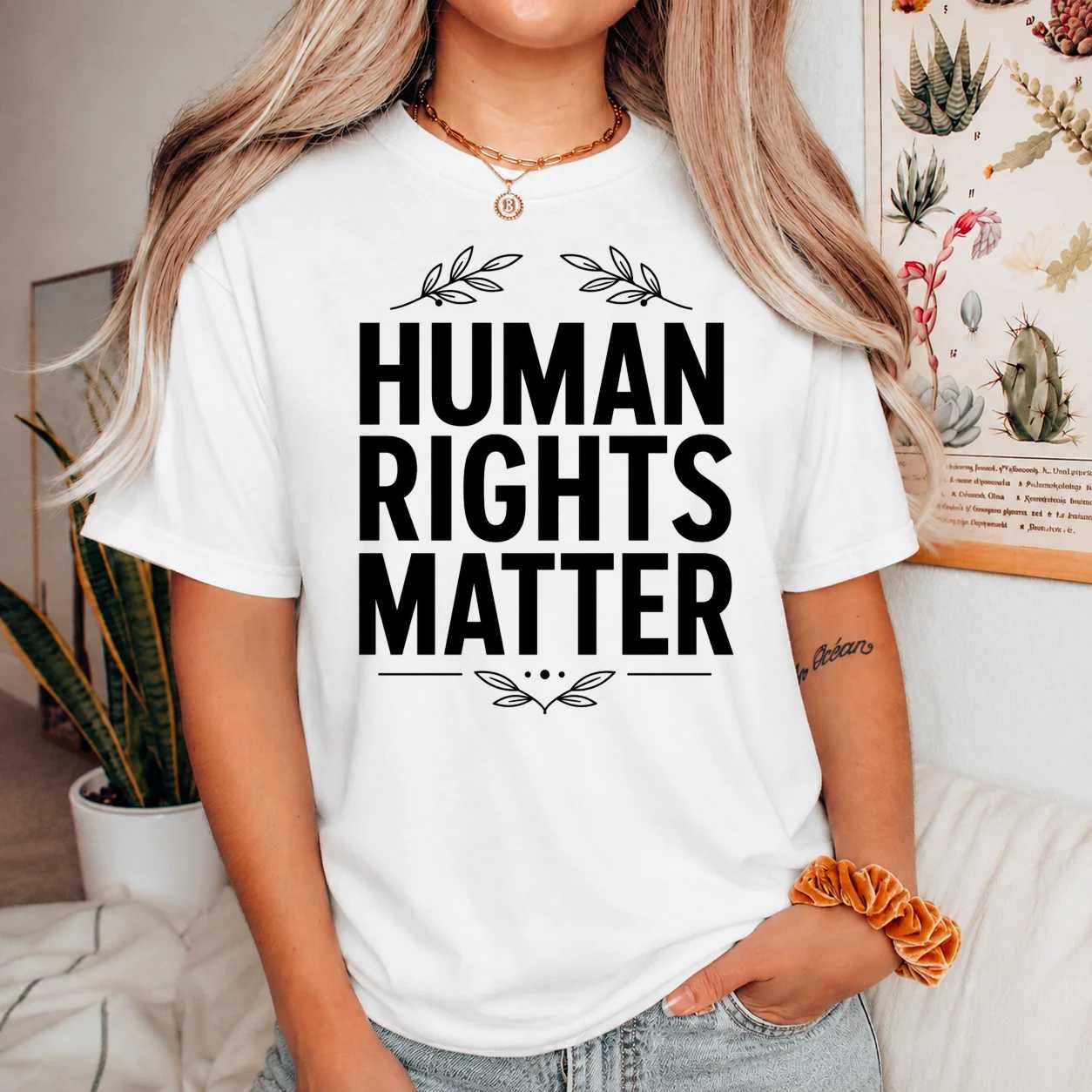 Human Rights Typography T-Shirt Clean Modern Equality Statement Tee for Men and Women