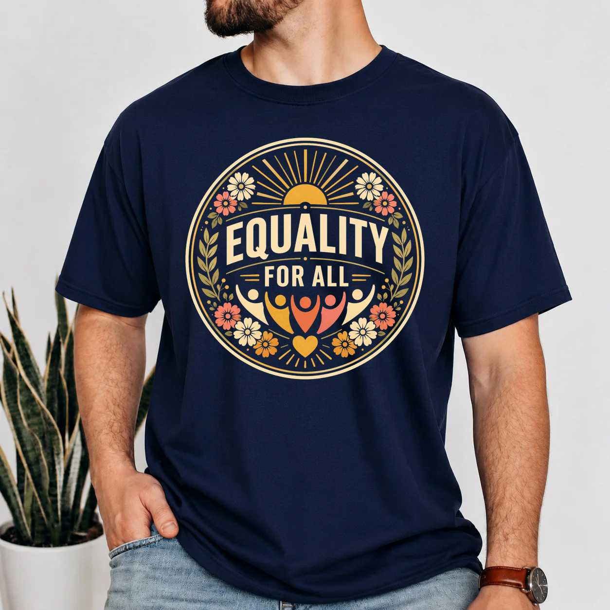 Inclusion Graphic T-Shirt Modern Badge Style Human Rights and Equality Message Tee
